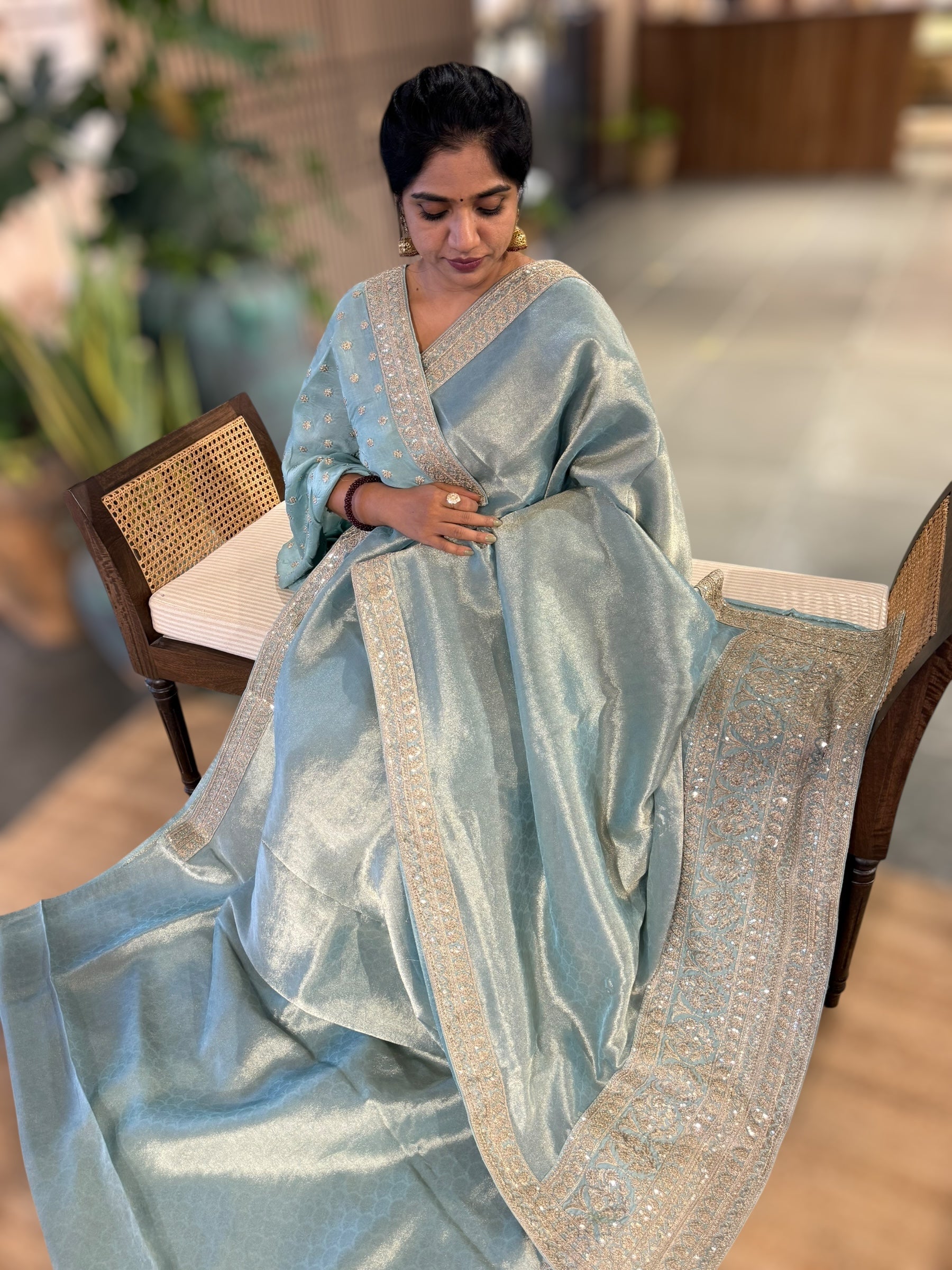 Banarasi Brocade Kora Tissue Saree With Sabyasachi Borders and Blouse