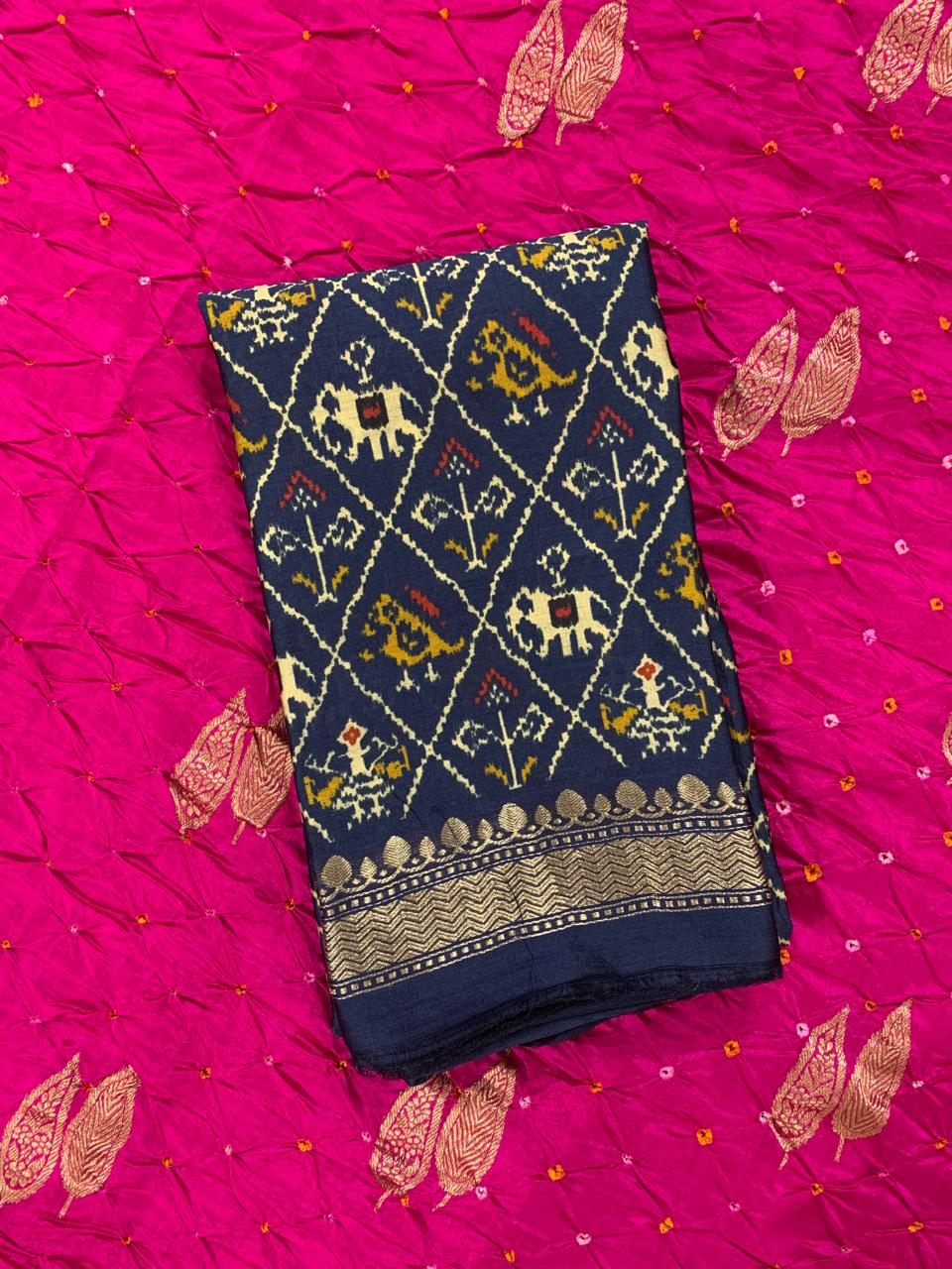 SCBA1104 Pure Handloom Banarasi Chiniya Bandhej Saree with Patola Blouse