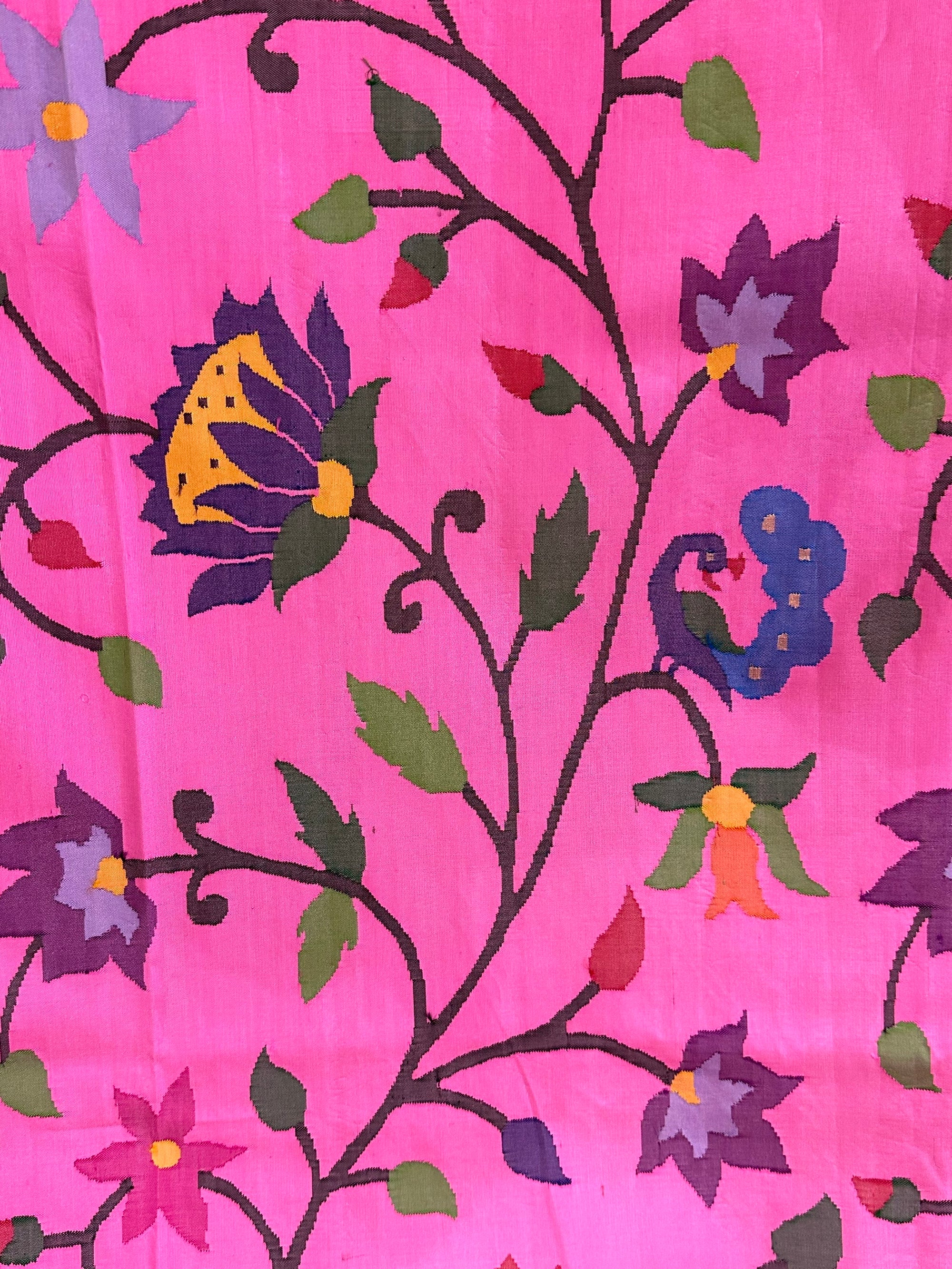 Lotus Pink Allover Pure Handloom Paithani Saree
