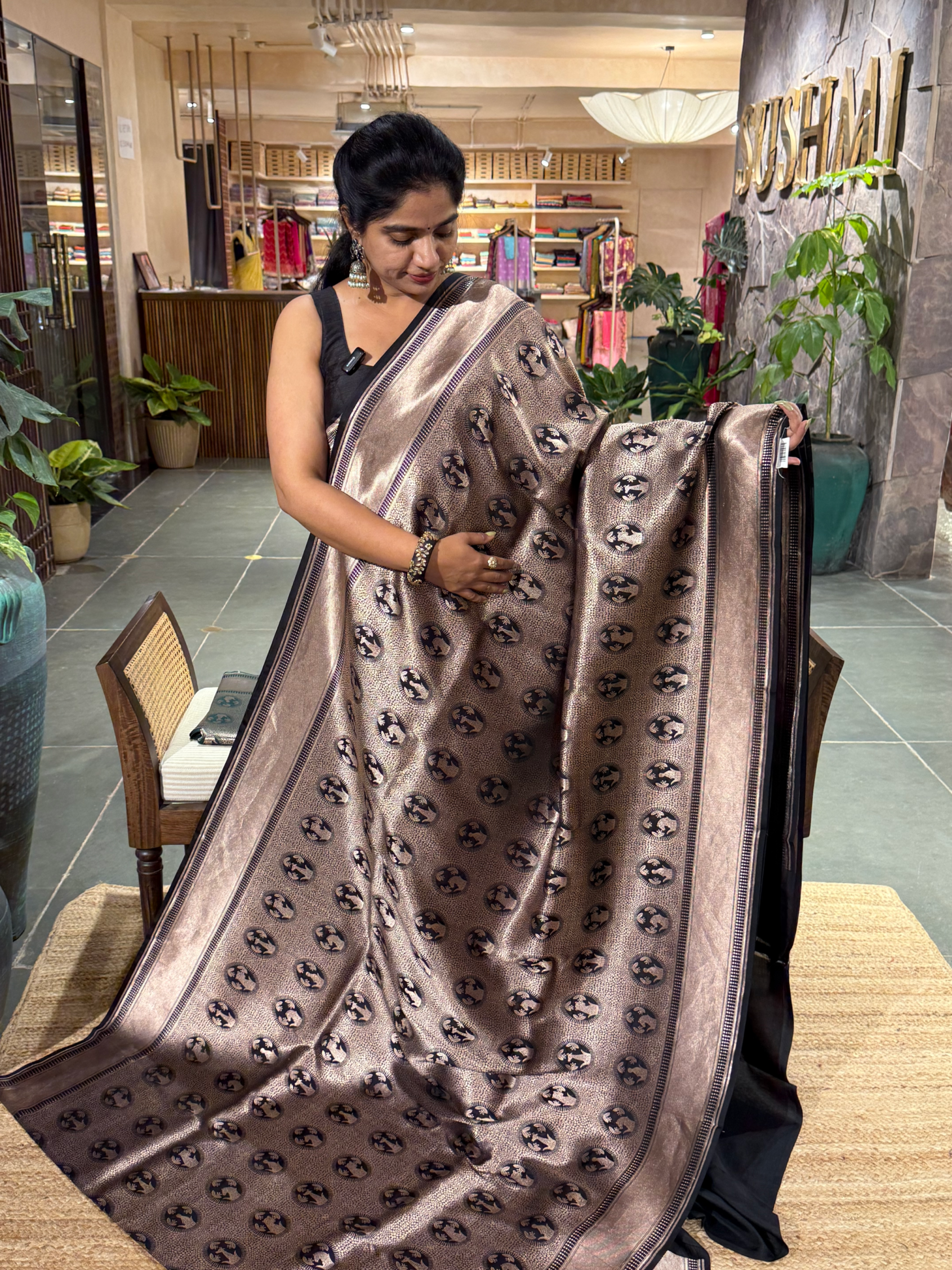 SBBSA706 : Banarasi Katan Soft Drape Brocade  Silk  Saree with Animal motifs