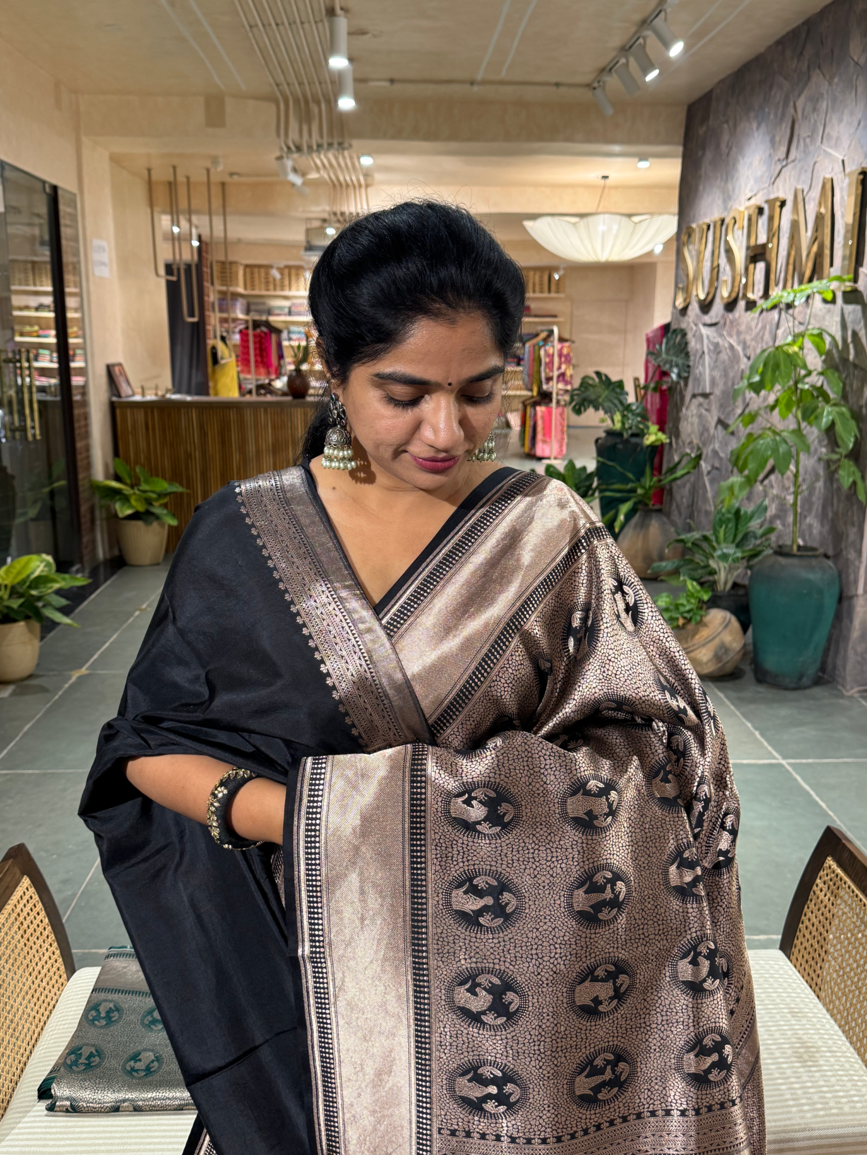 SBBSA706 : Banarasi Katan Soft Drape Brocade  Silk  Saree with Animal motifs