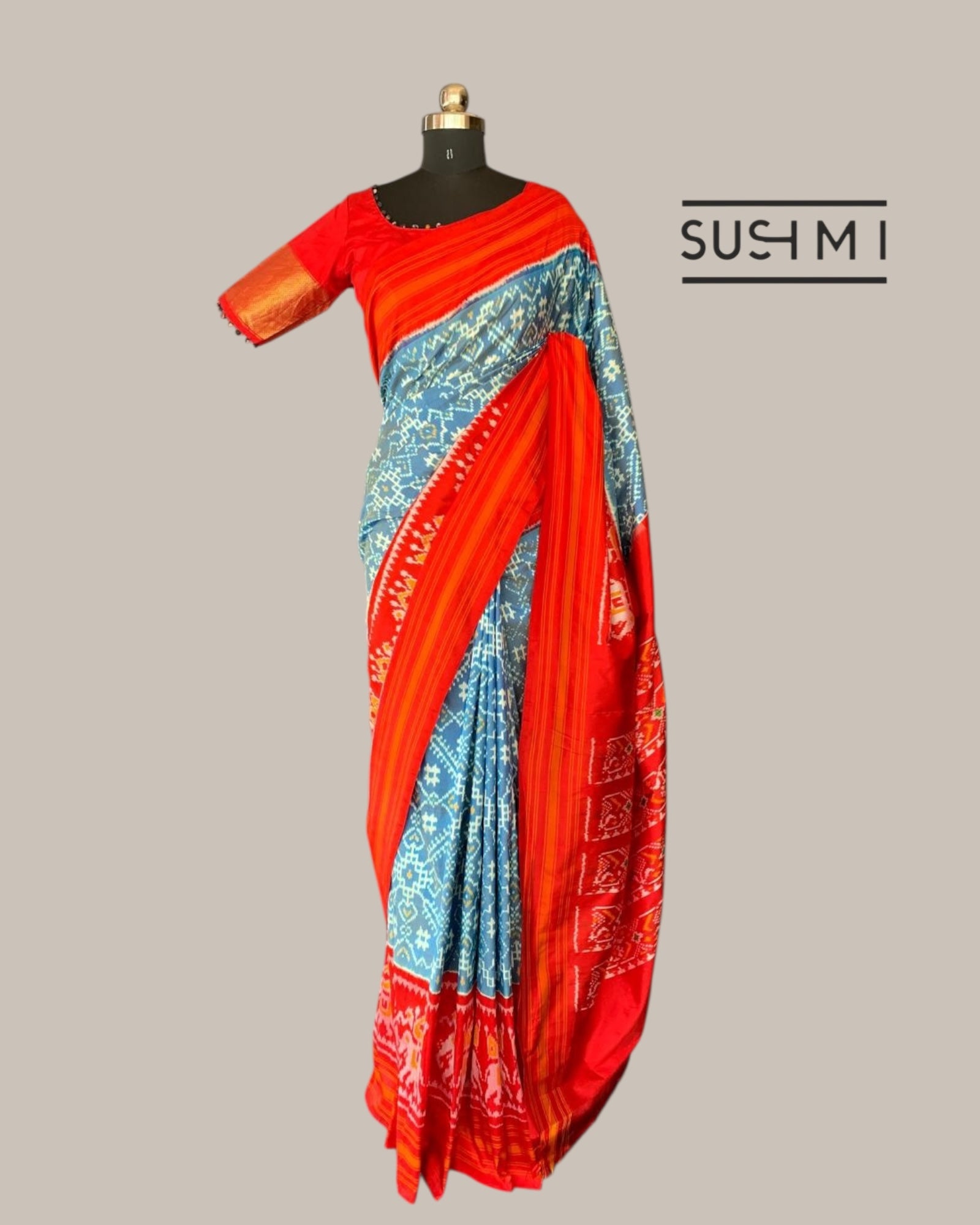 Pure Handloom Twill Ikkath Patola Saree