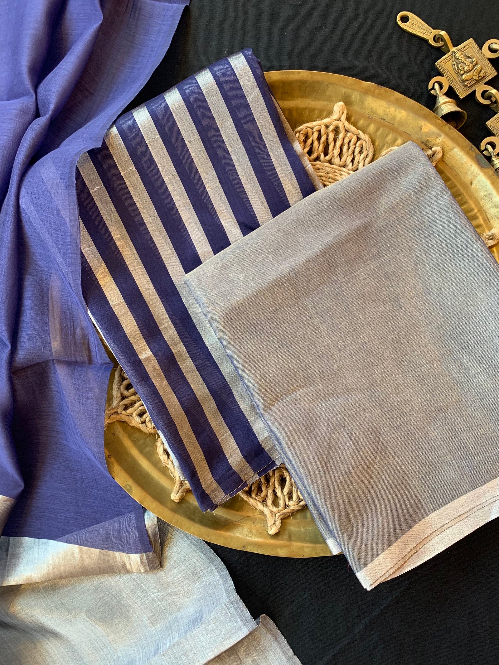 MidNight Blue 3 pc Banarasi Tissue Suit Set