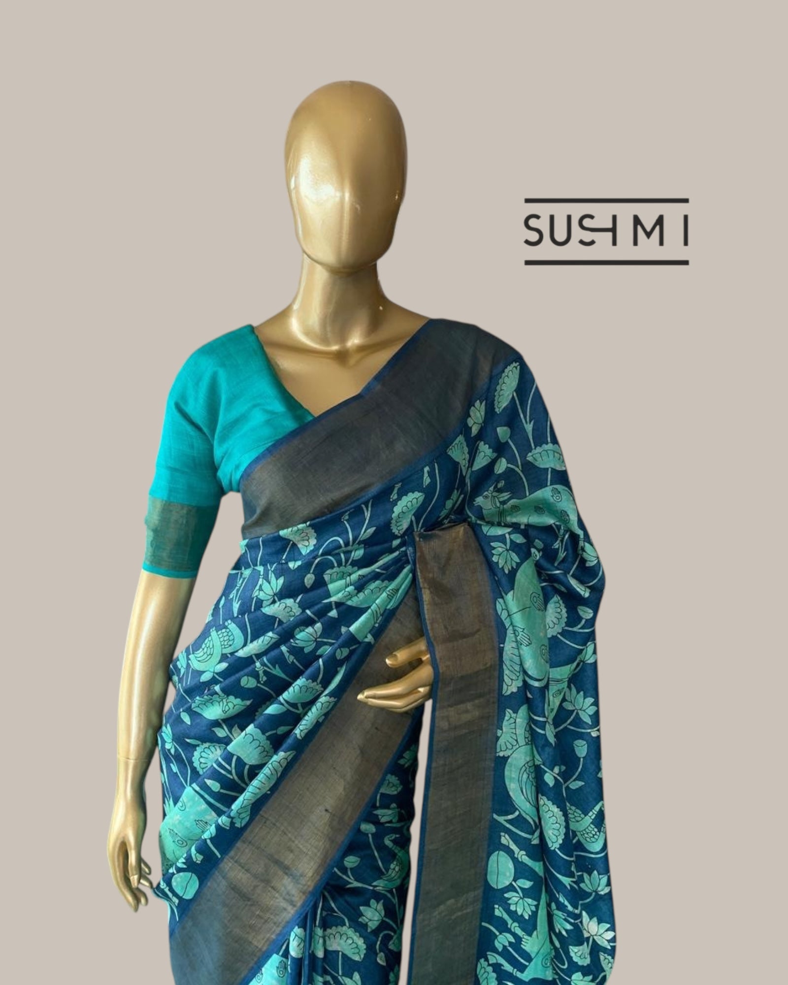 Pure Tussar Saree with Kalamkari Print