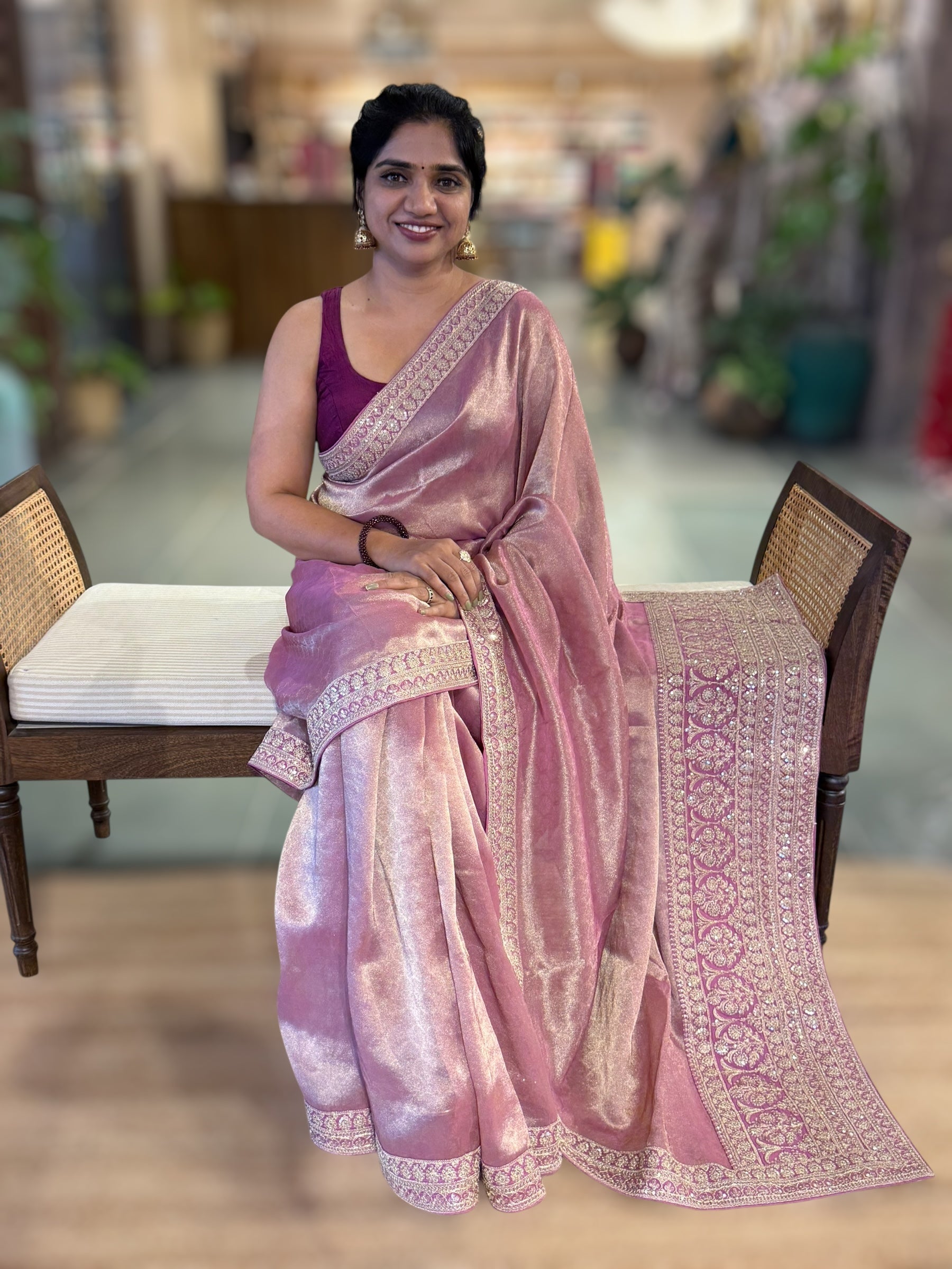 Banarasi Brocade Kora Tissue Saree With Sabyasachi Borders and Blouse