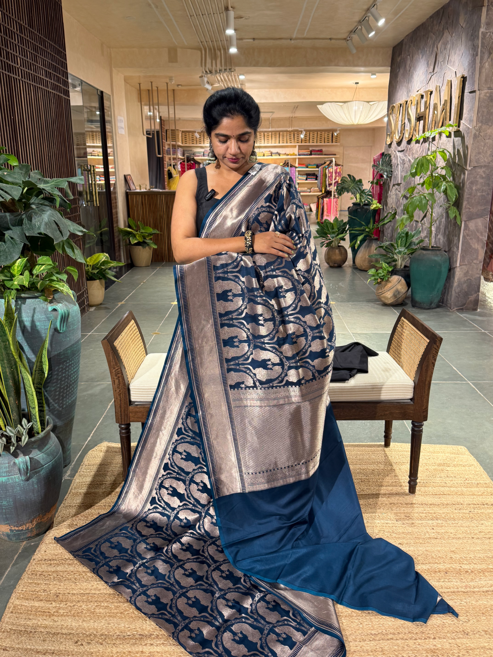 SBBSA703 : Banarasi Katan Soft Drape Brocade  Silk  Saree with Lion Motifs