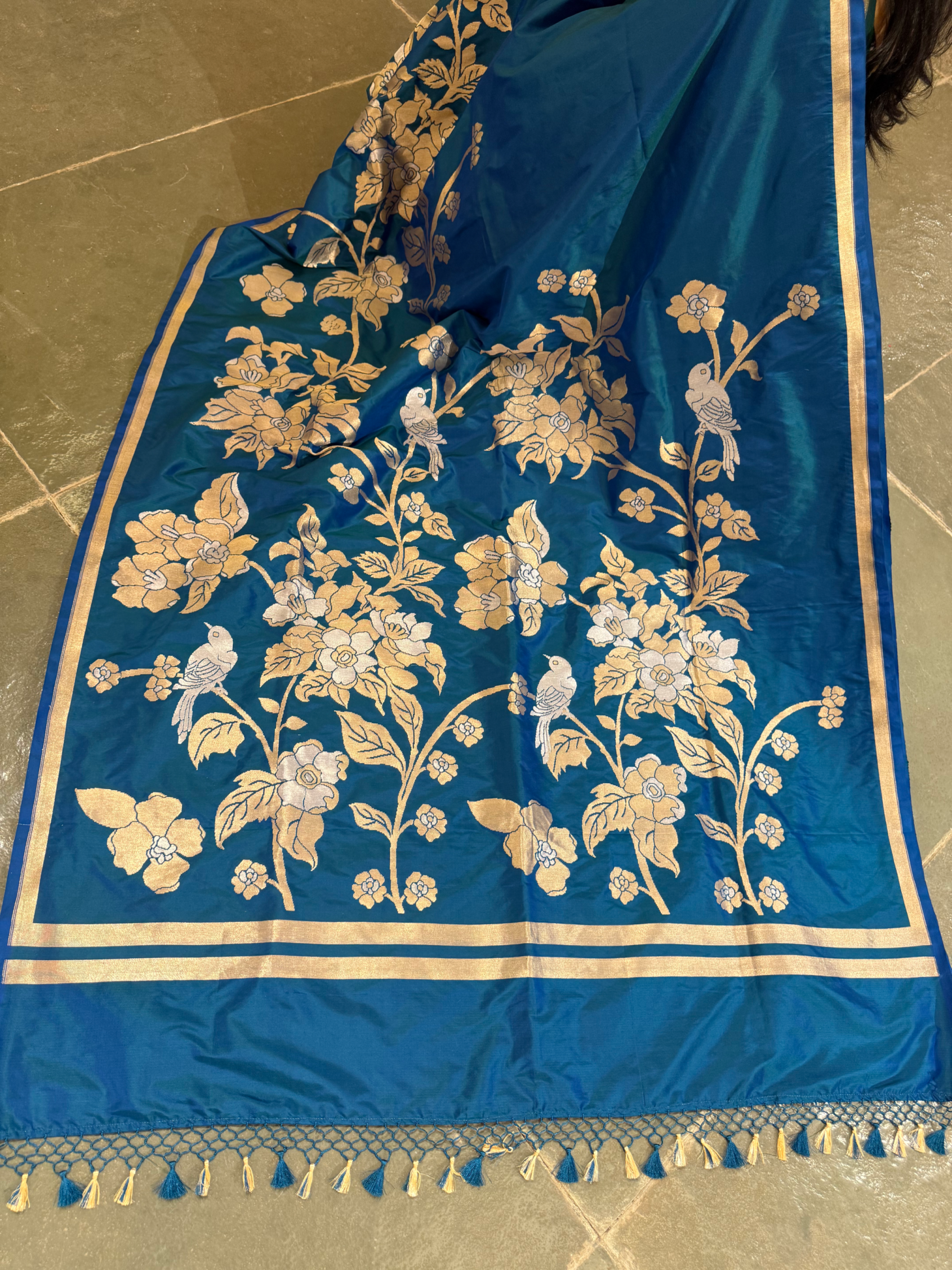 Peacock Blue  Designer Banarasi Silk Saree