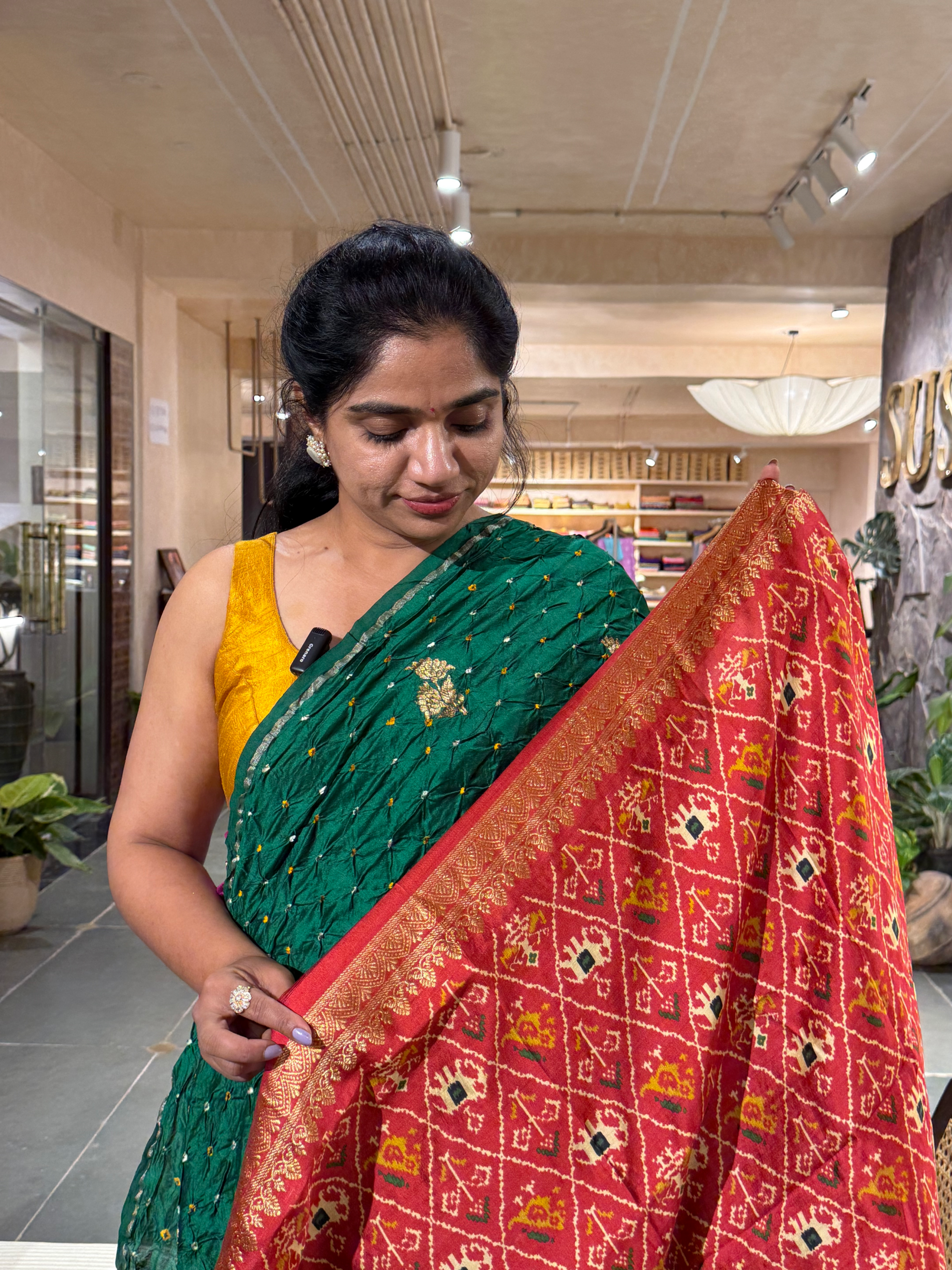SCBA1105 Pure Handloom Banarasi Chiniya Bandhej Saree with Patola Blouse