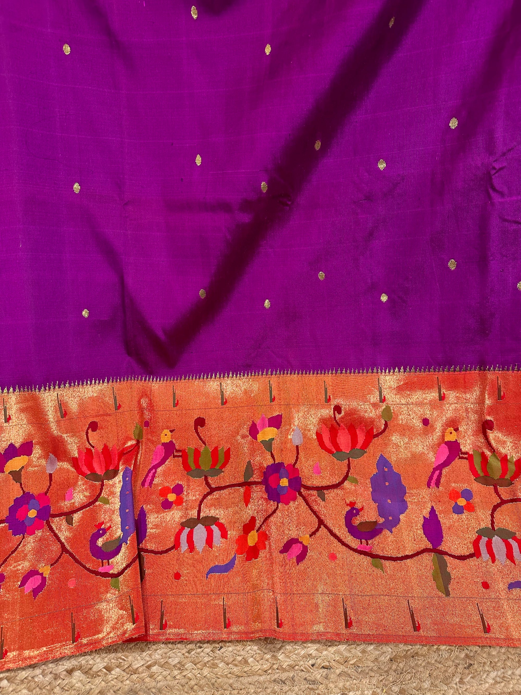 Purple Half Allover Pure Paithani Saree