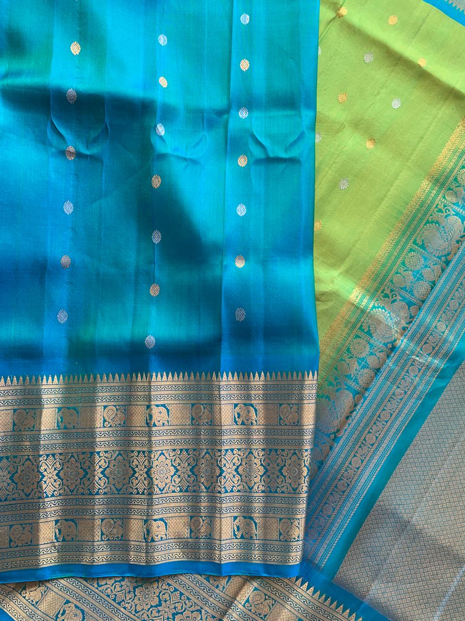 SGSA204 Peacock Blue and Royal Blue Combo Combo Gadwal Handloom Pure Silk Saree