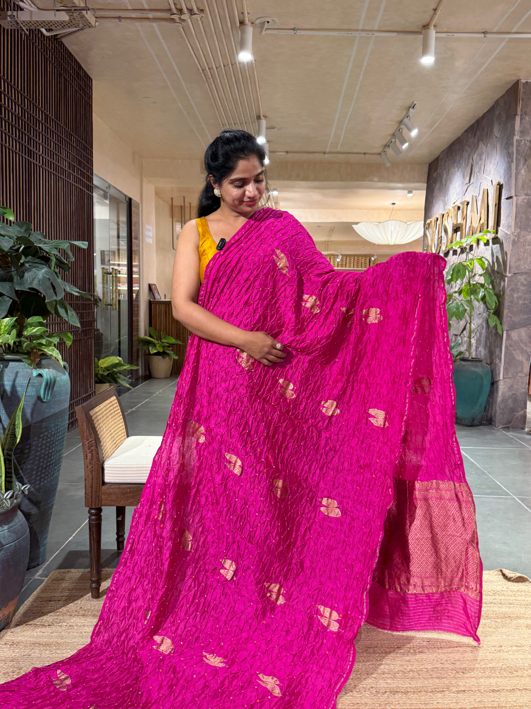SCBA1104 Pure Handloom Banarasi Chiniya Bandhej Saree with Patola Blouse