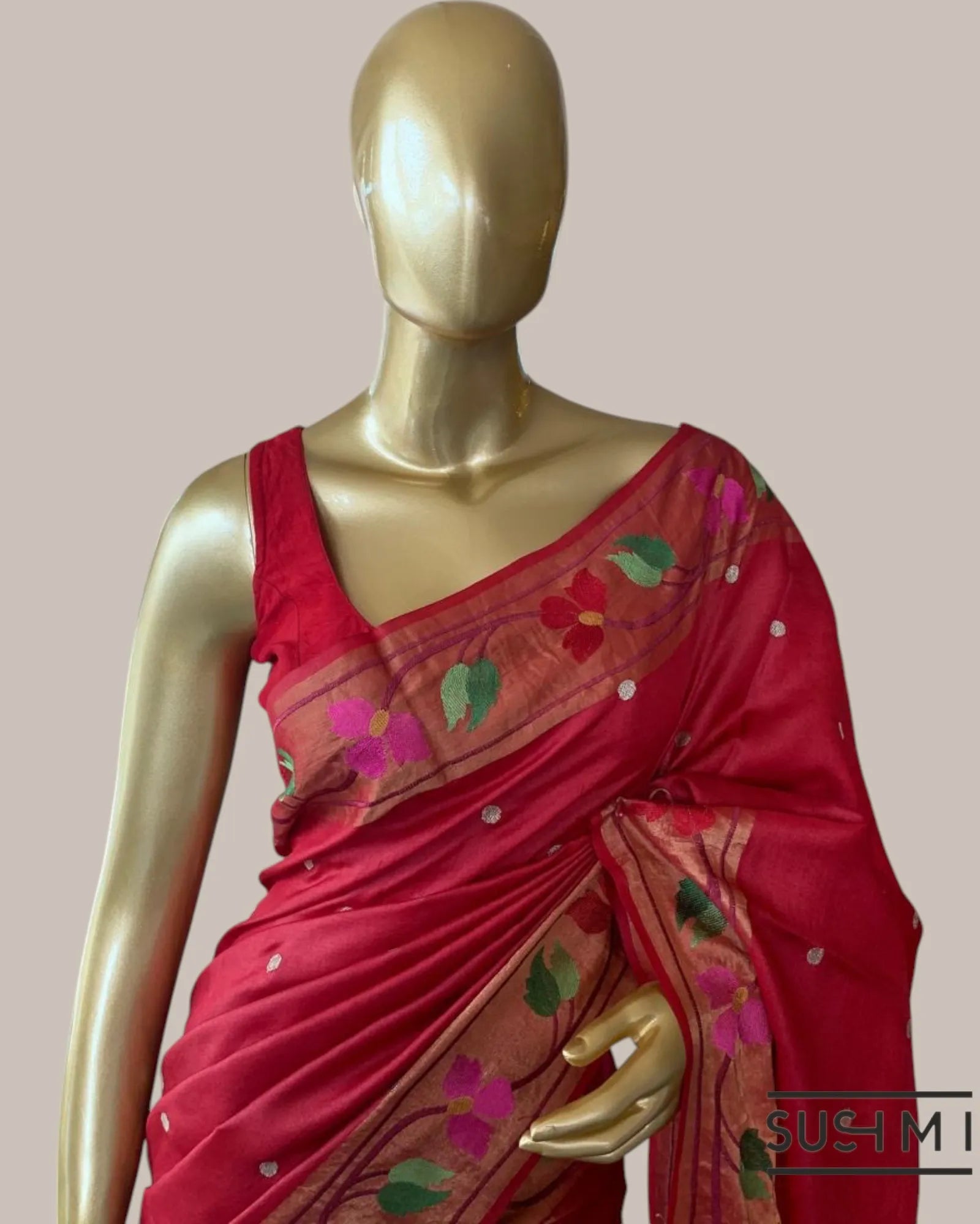 REd tussar silk
