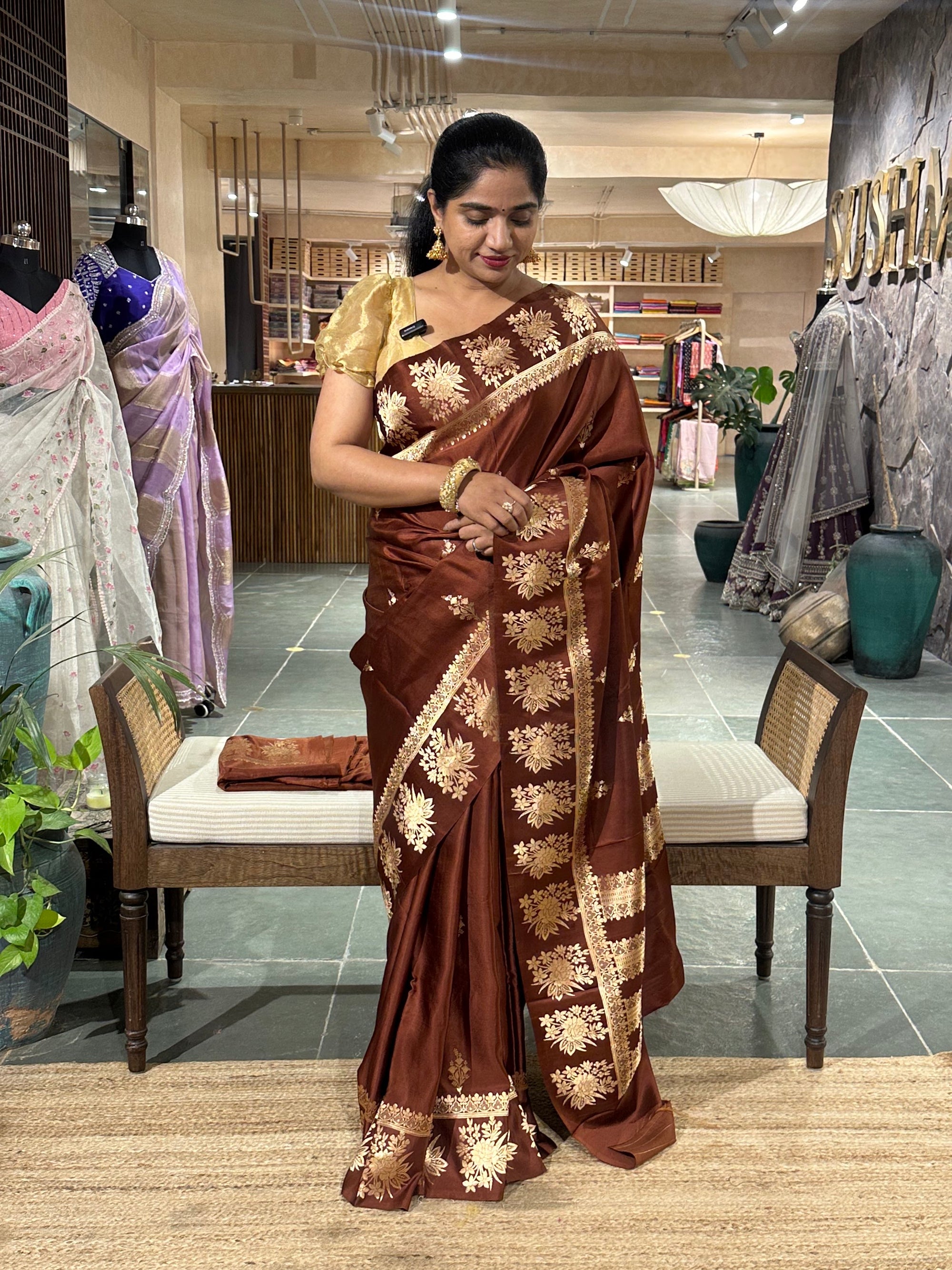 Pure Banarasi Handloom Mashru Silk Saree