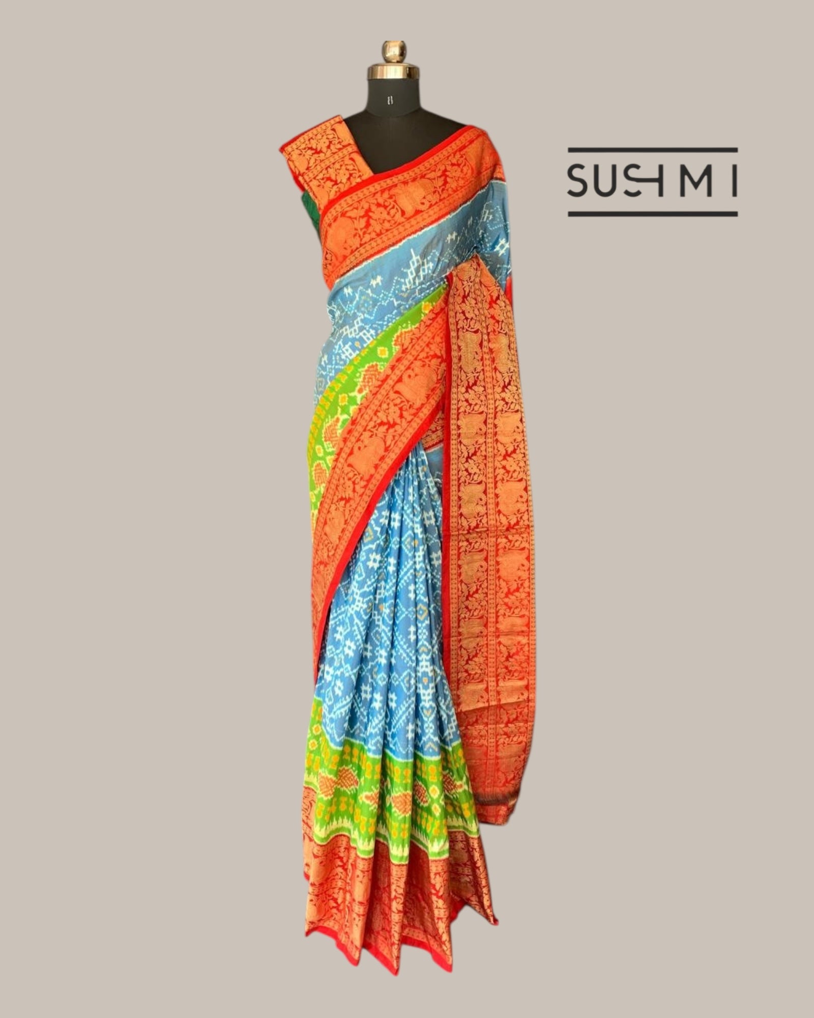 Pure Handloom Twill Ikkath Kanchi Saree