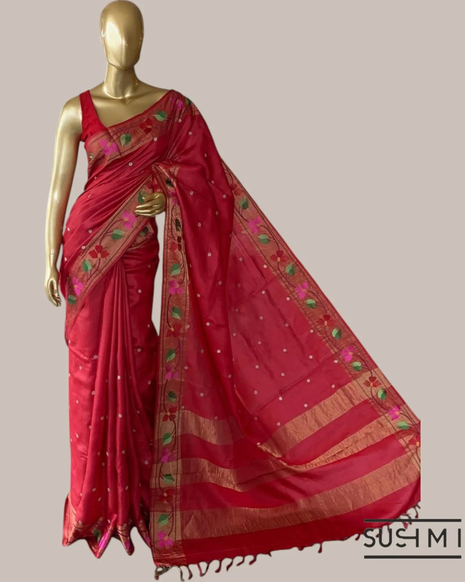 REd tussar silk
