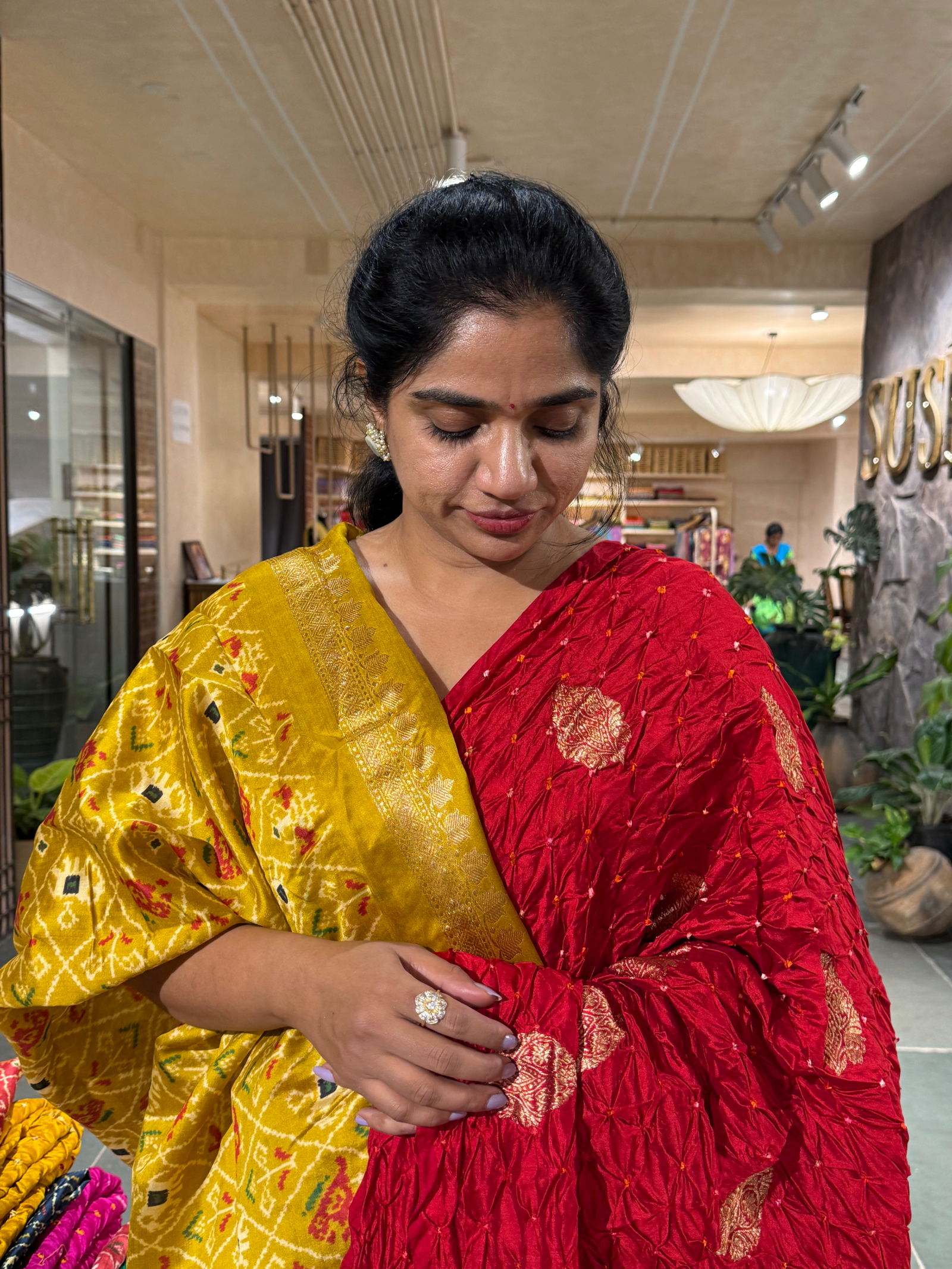 SCBA1102 : Pure Handloom Banarasi Chiniya Bandhej Saree with Patola Blouse