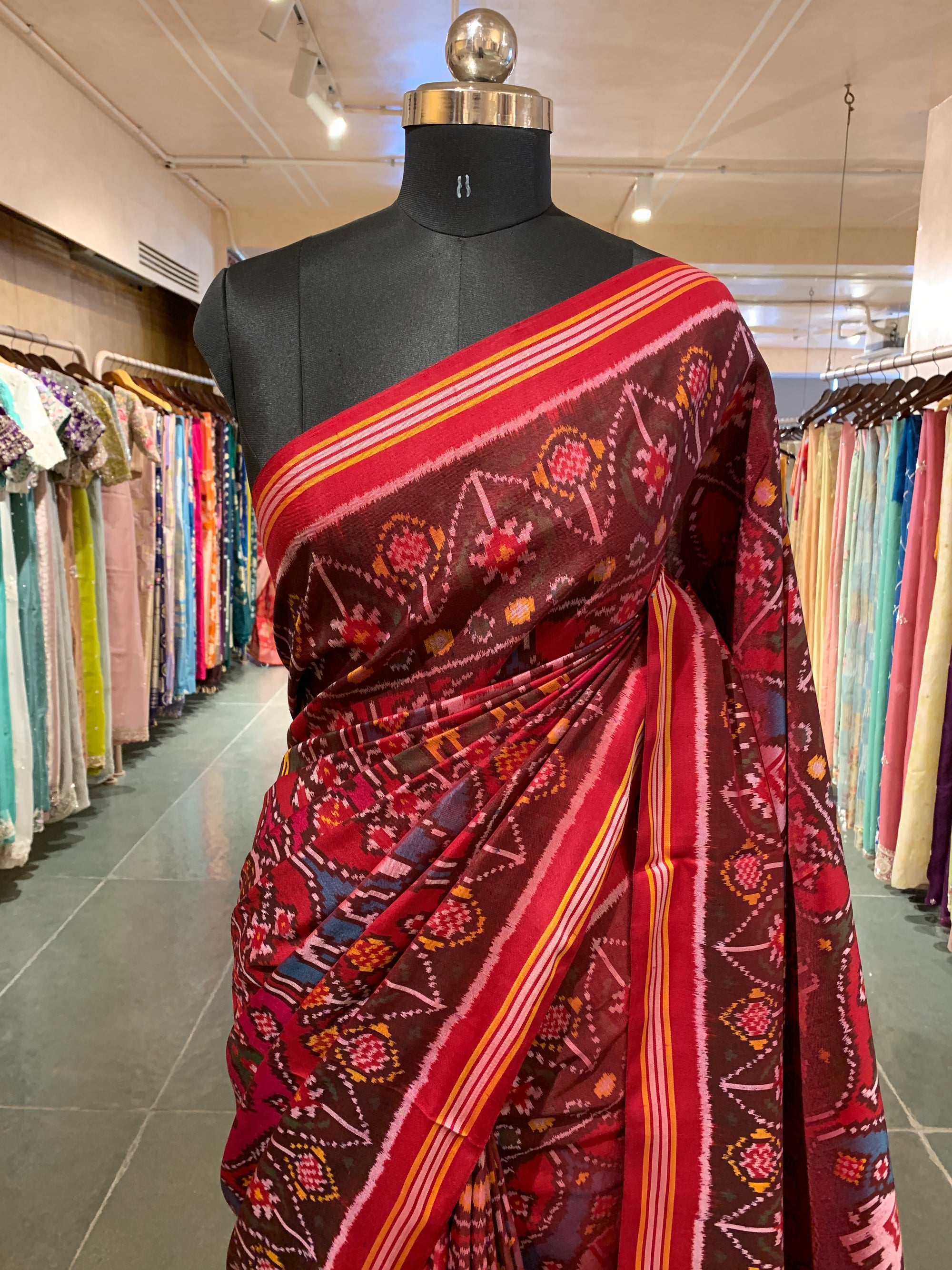Multi Color Six Figure Patan Patola Saree