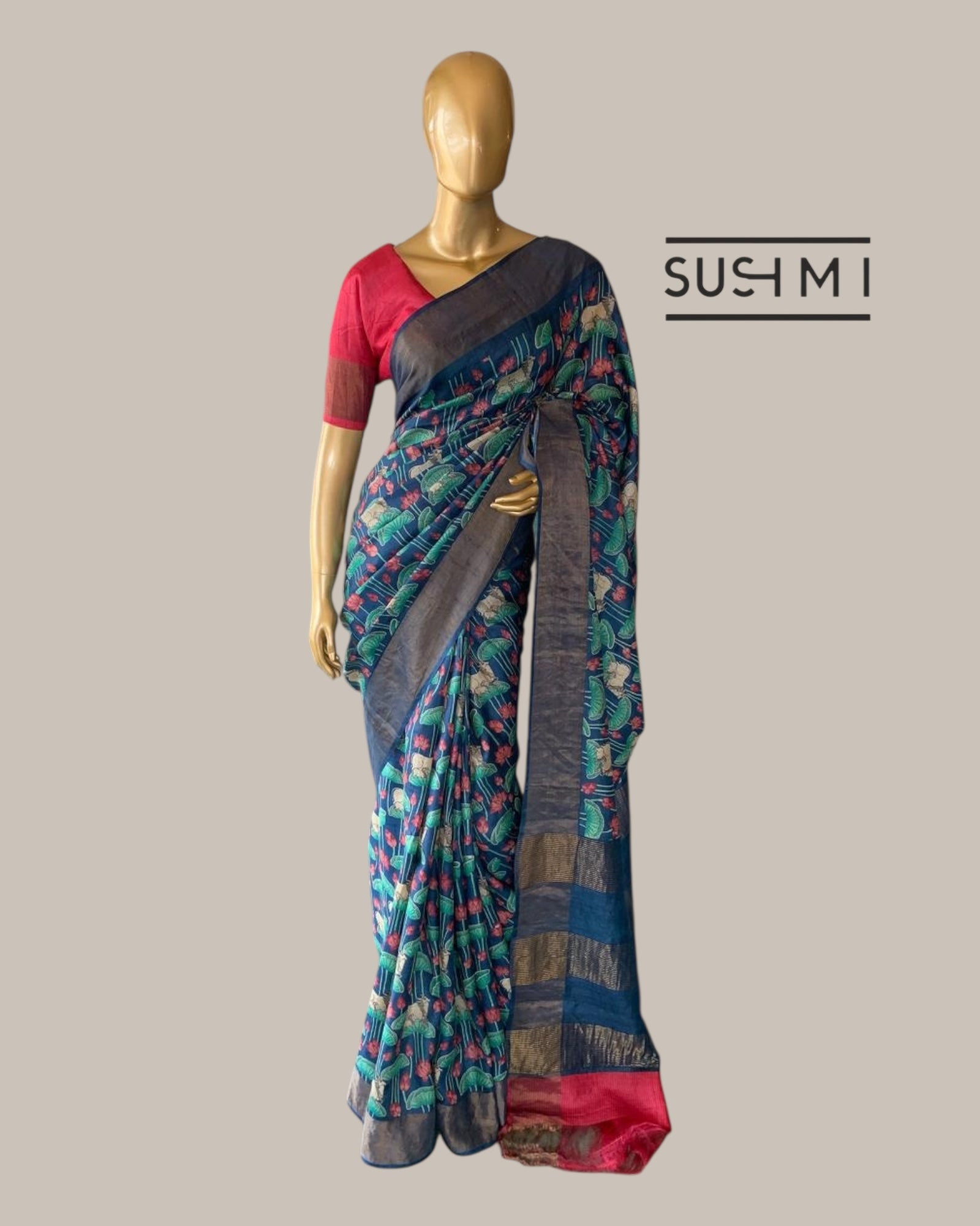 Pure Tussar Saree with pichwai  Print