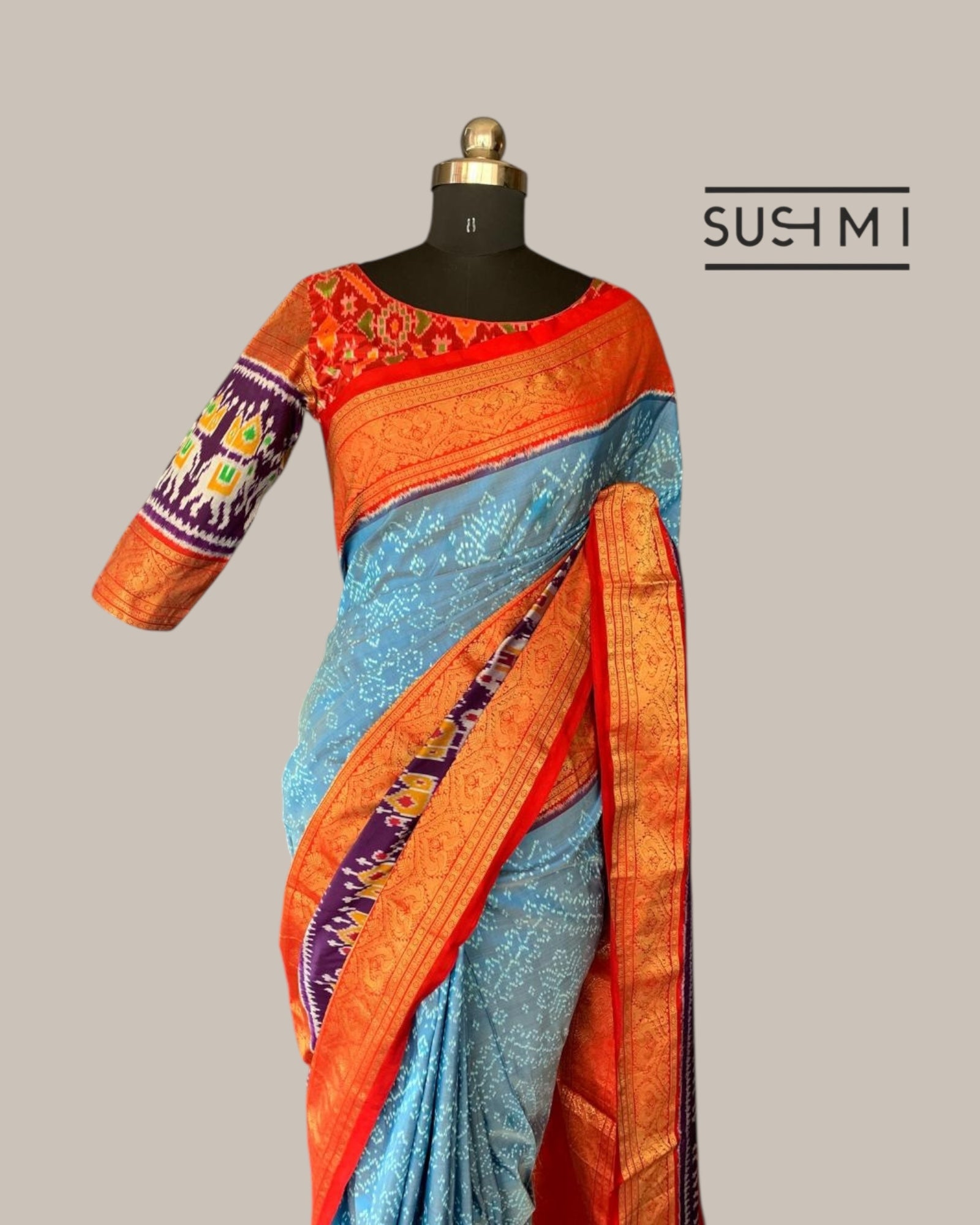 Pure Handloom Twill Ikkath Kanchi Saree