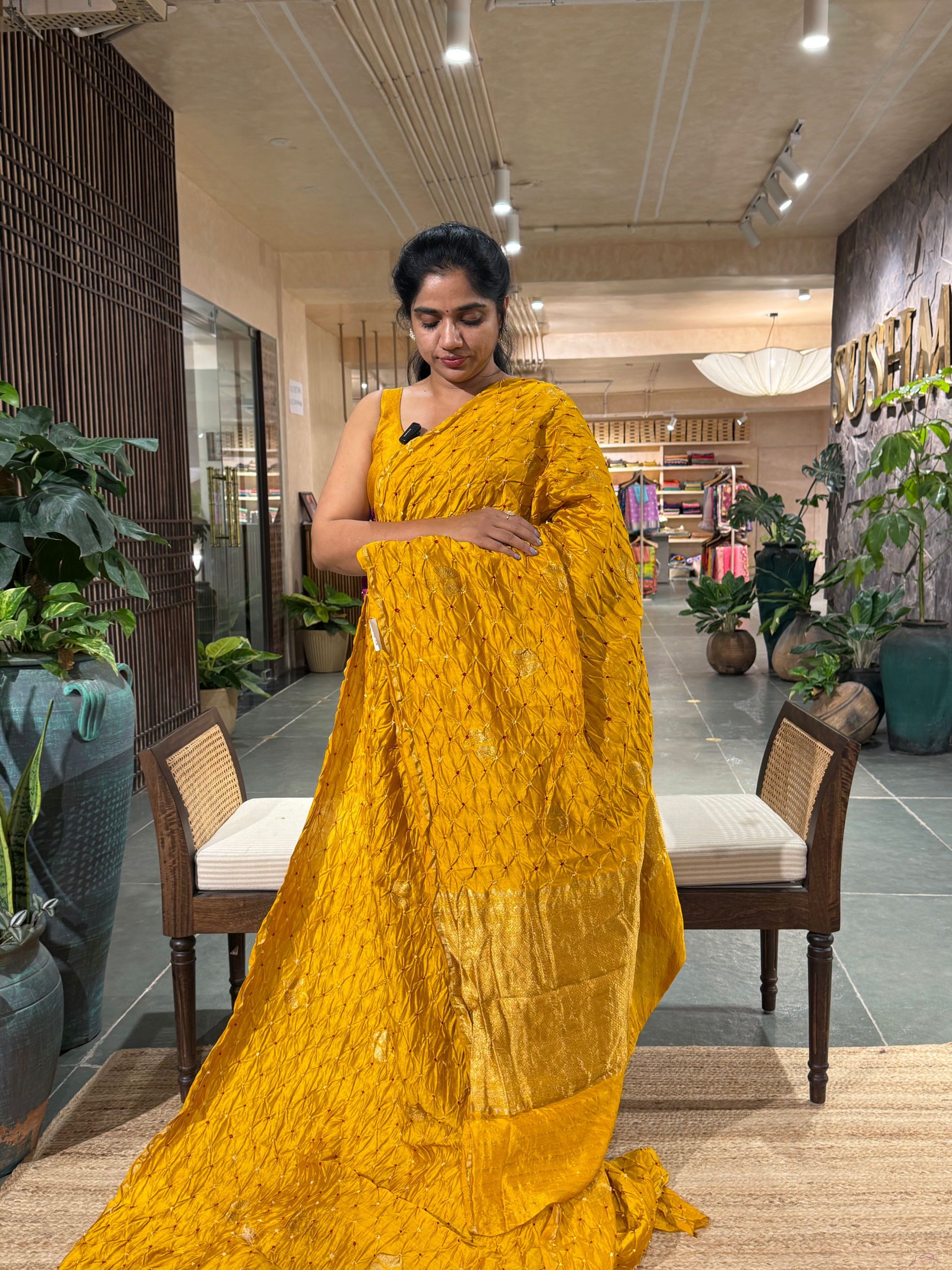 SCBA1103 Pure Handloom Banarasi Chiniya Bandhej Saree with Patola Blouse