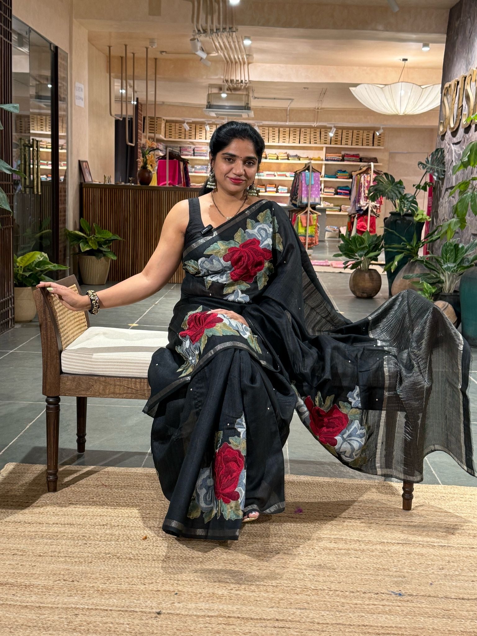 Matka Tussar Handwoven Saree with checks pattern