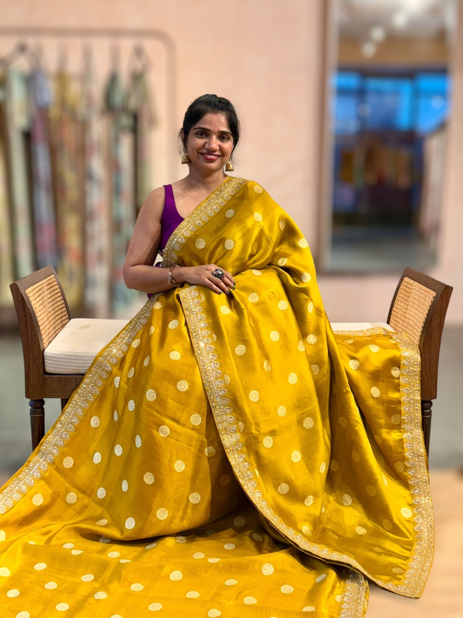 Olive Pure Handloom Banarasi Silk Saree With Handwork Borders and Blouse