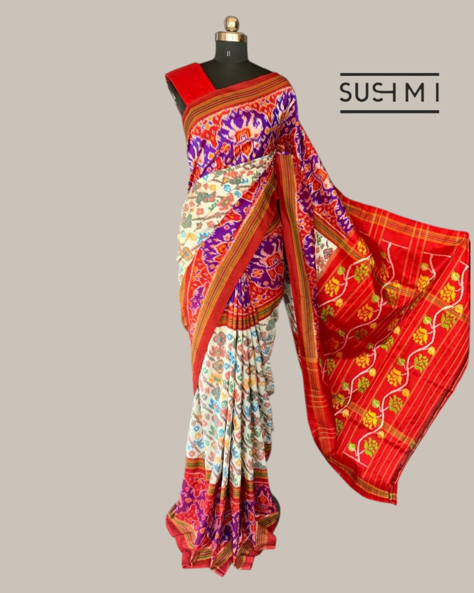 Pure Handloom Twill Ikkath Kanchi Saree