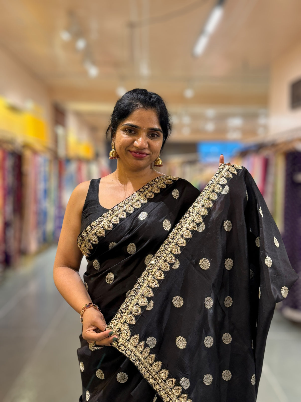 Black Pure Handloom Banarasi Silk Saree With Handwork Borders and Blouse