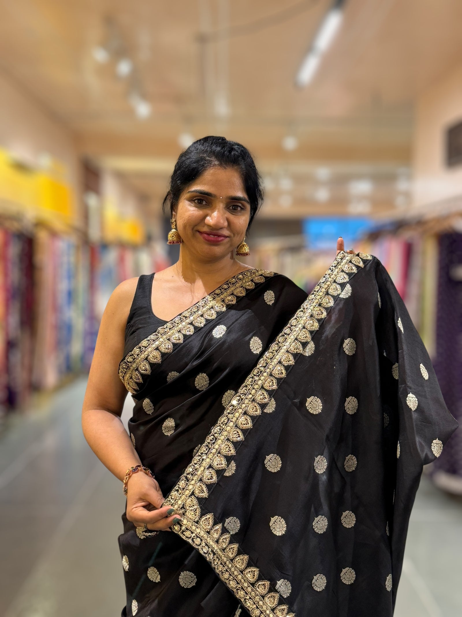 Black Pure Handloom Banarasi Silk Saree With Handwork Borders and Blouse
