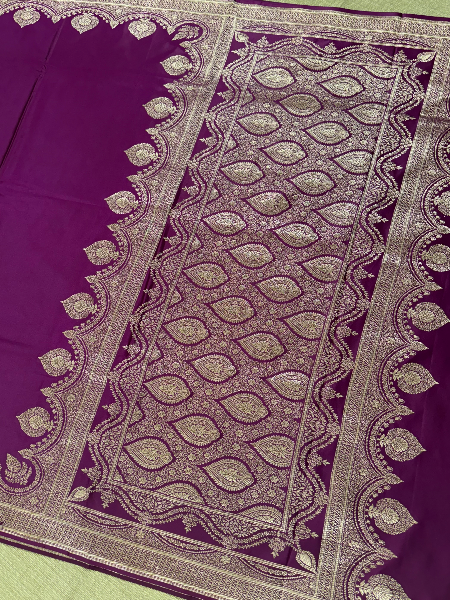 SMSSA235 : Wine Mashru Silk Saree With Scallop Border
