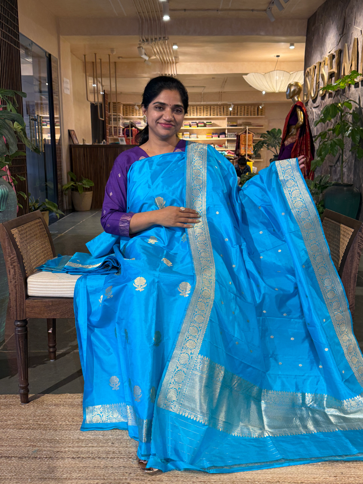 Copper Sulphate  Pure Handloom Katan Silk  3 pc Suit Set with  kaduwa weaving