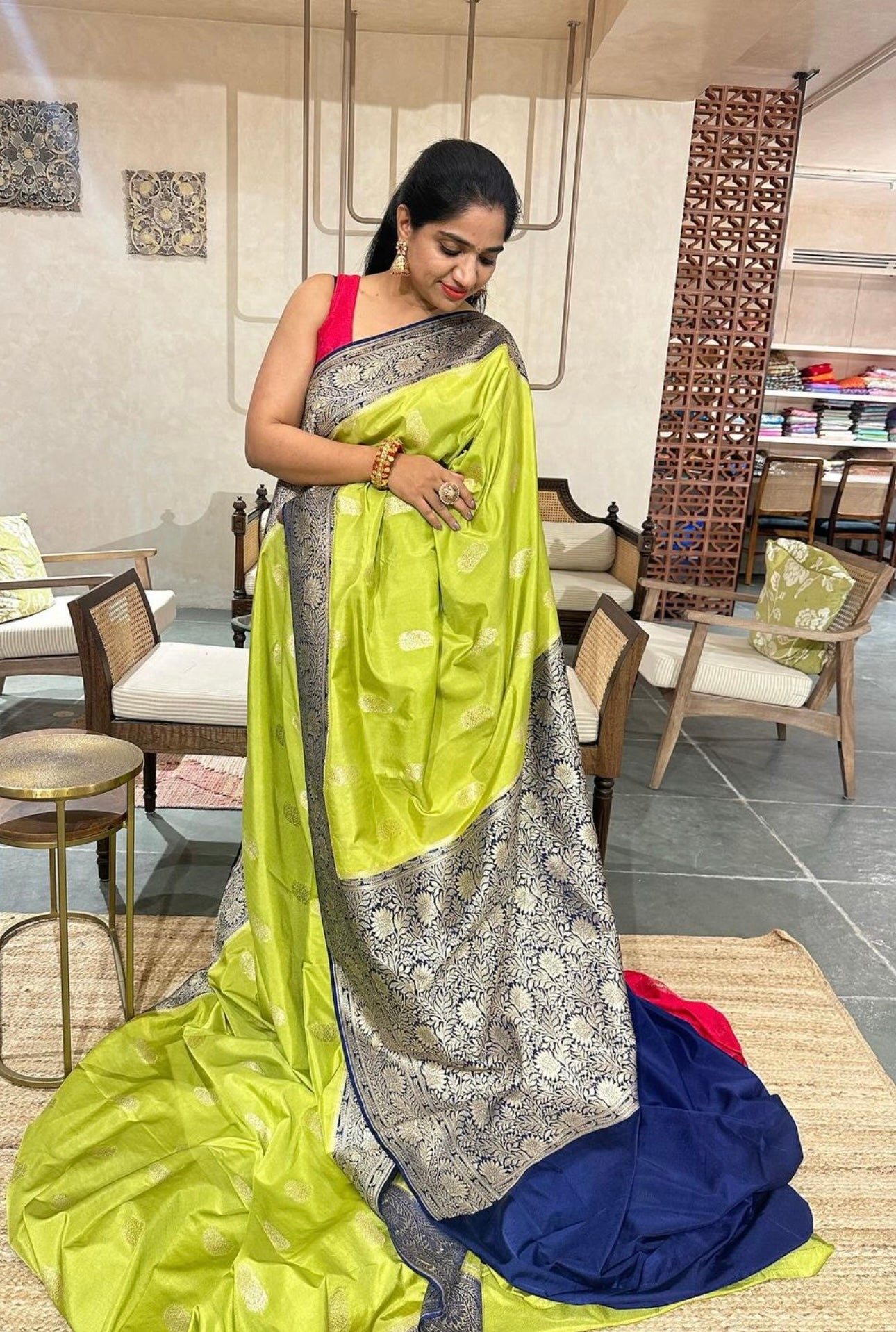 Apple Green Semi Mashru Silk Saree