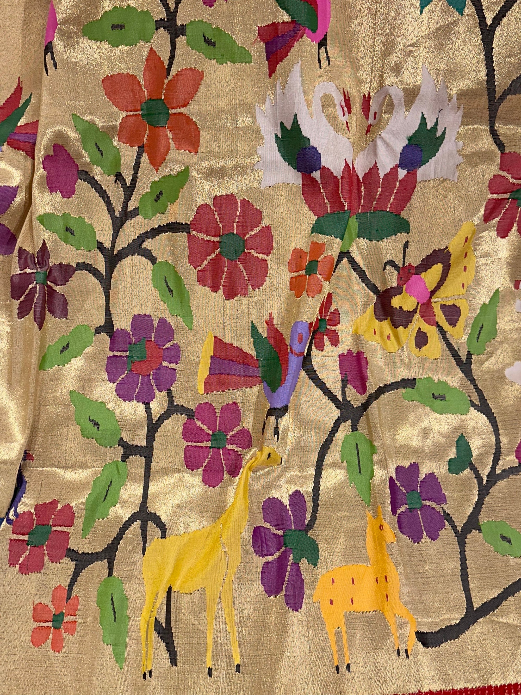 Light Gold Tissue Allover Pure Handloom Paithani Saree