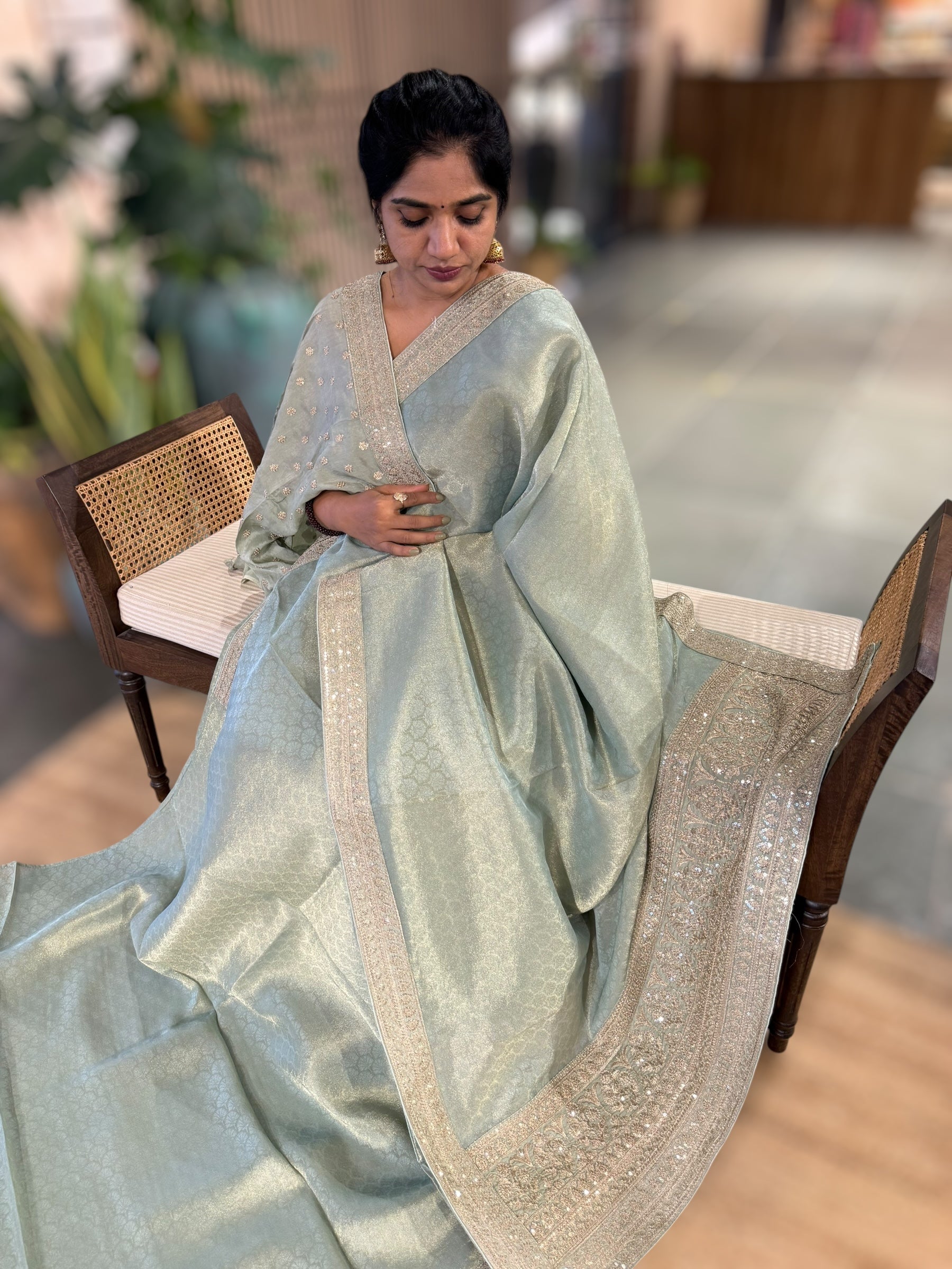 Banarasi Brocade Kora Tissue Saree With Sabyasachi Borders and Blouse