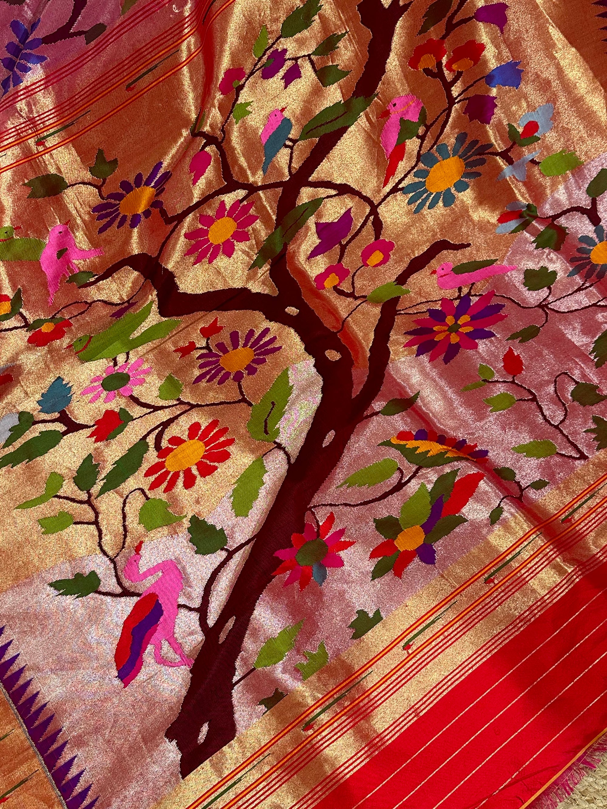 Light Pink Tissue Allover Pure Handloom Paithani Saree