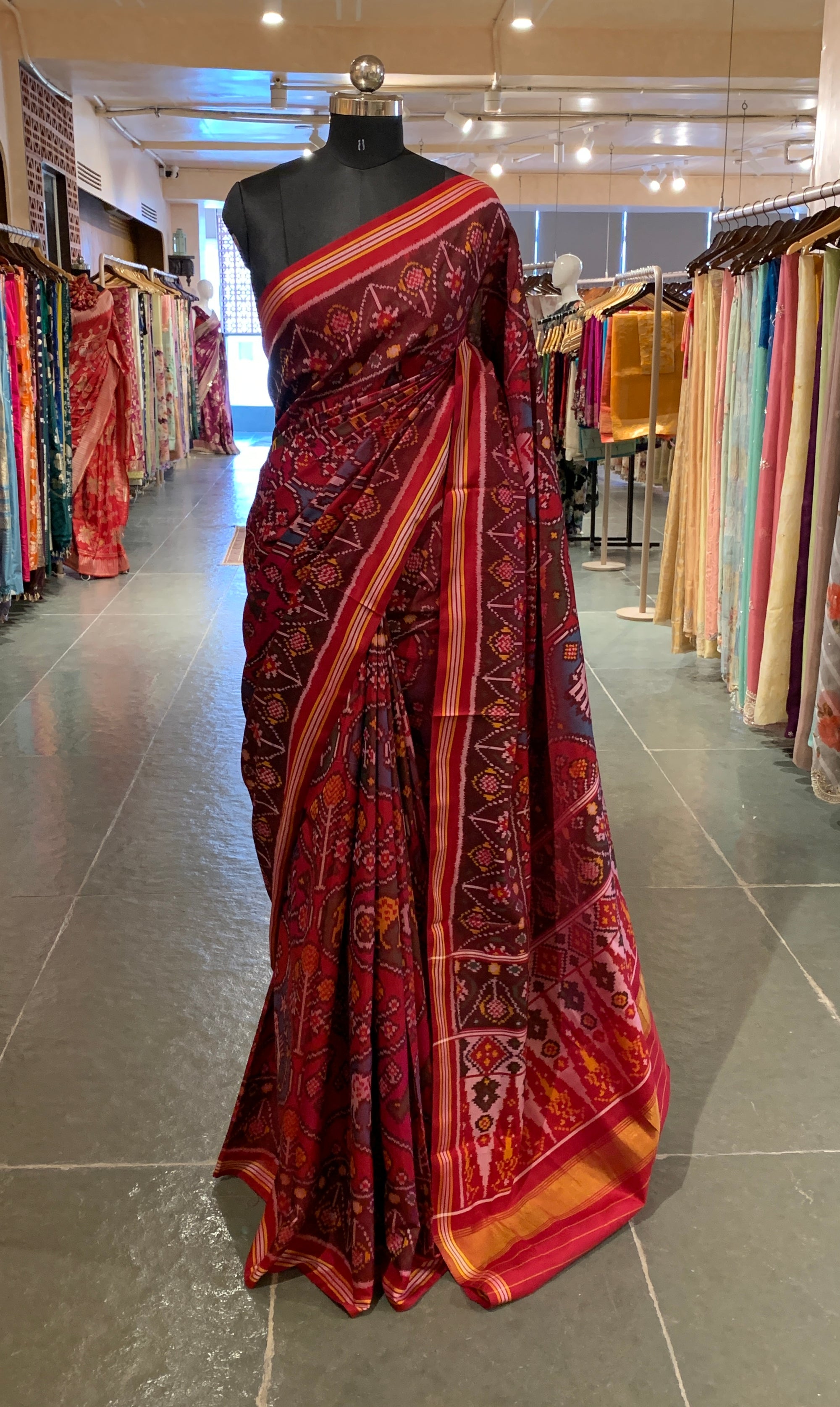 Multi Color Six Figure Patan Patola Saree