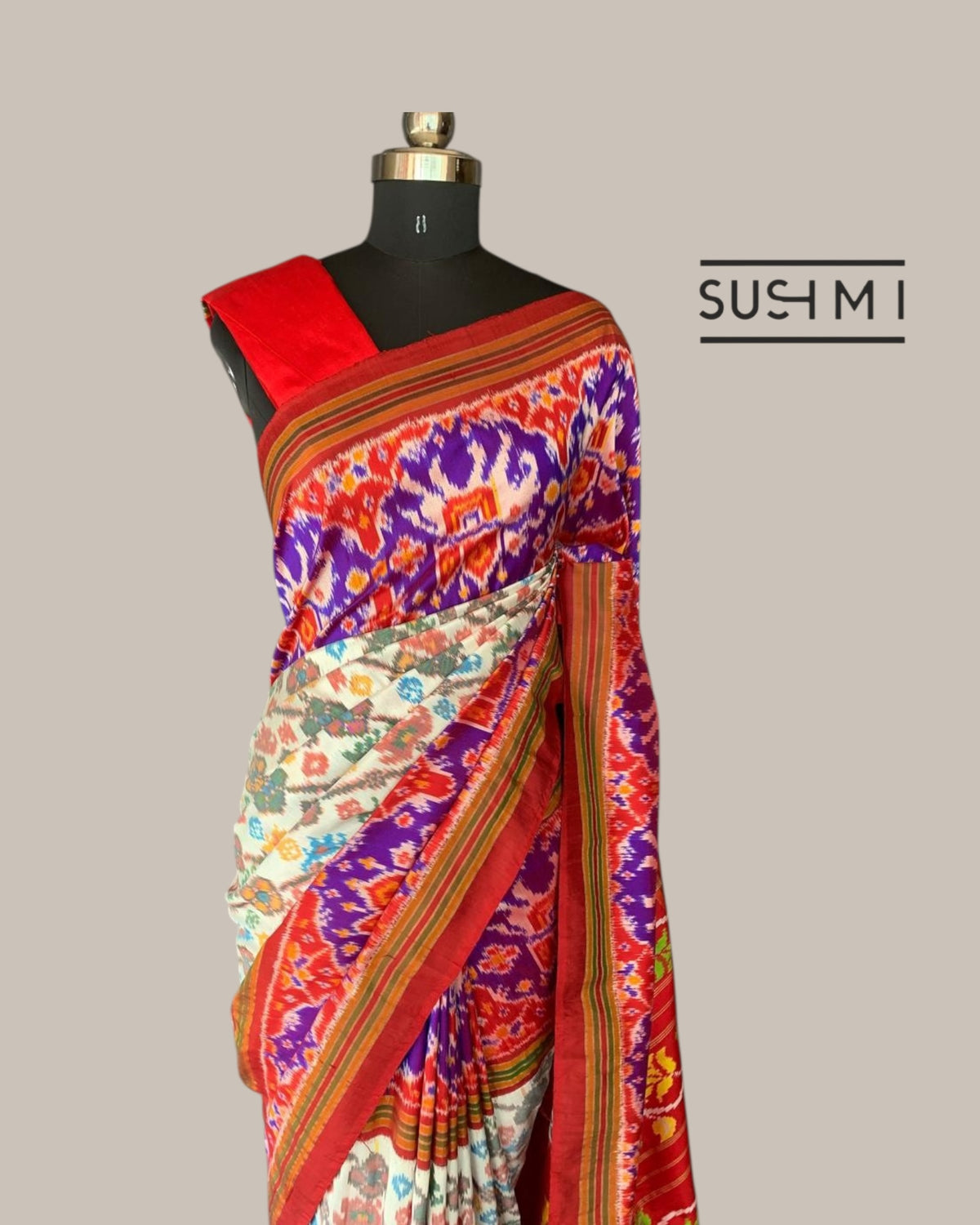 Pure Handloom Twill Ikkath Kanchi Saree