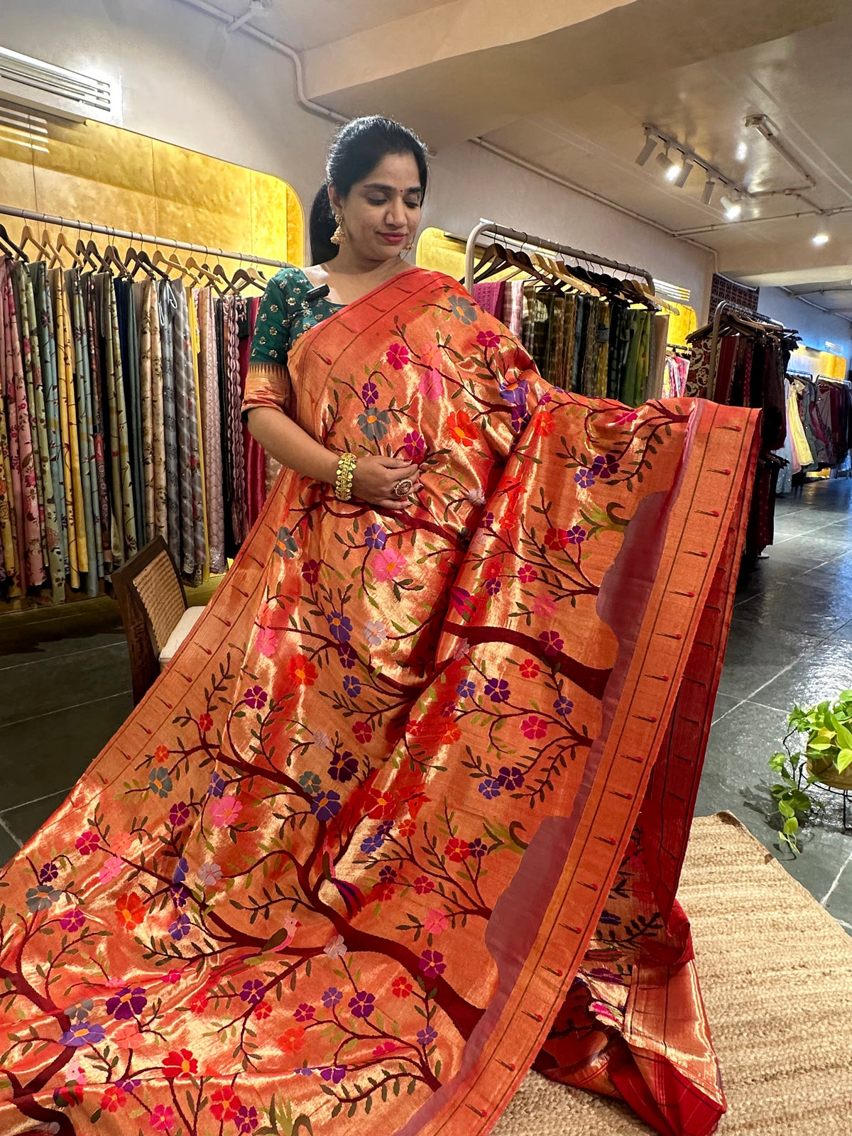 Red Tissue Allover Pure Handloom Paithani Saree
