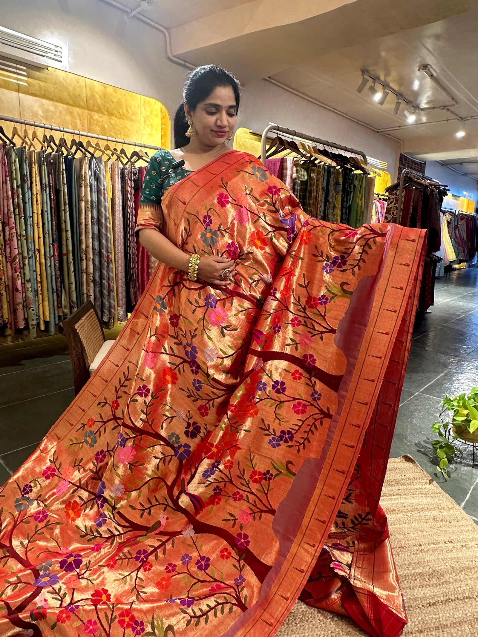 Red Tissue Allover Pure Handloom Paithani Saree