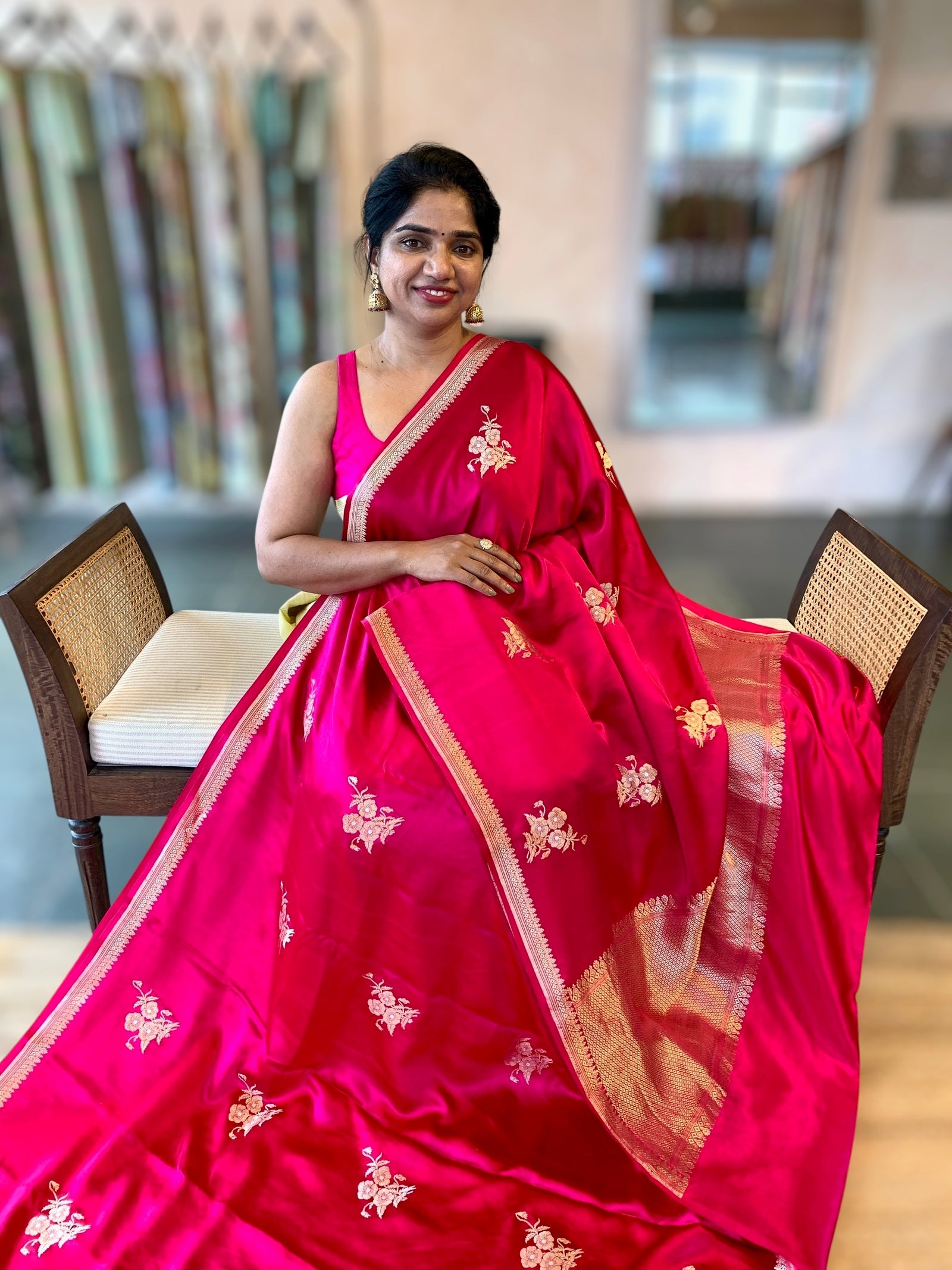 Pink Designer Mashru Silk Saree