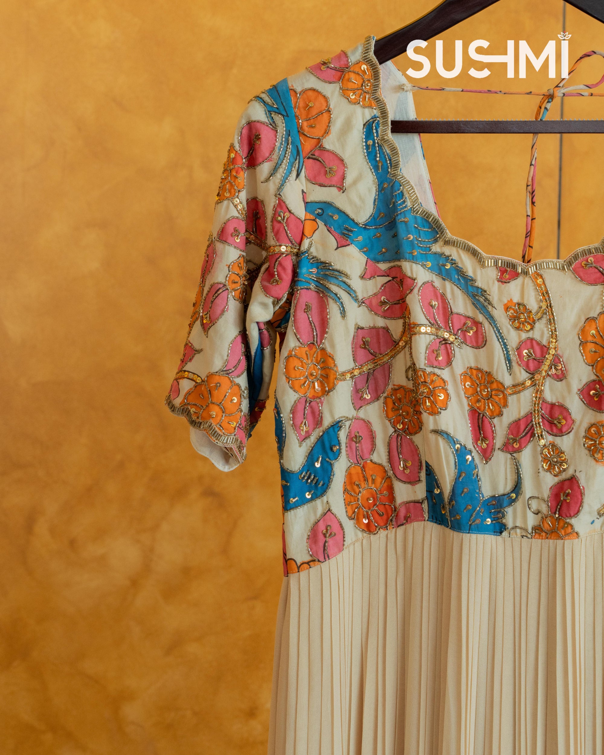 Gorgette kalamkari long frock