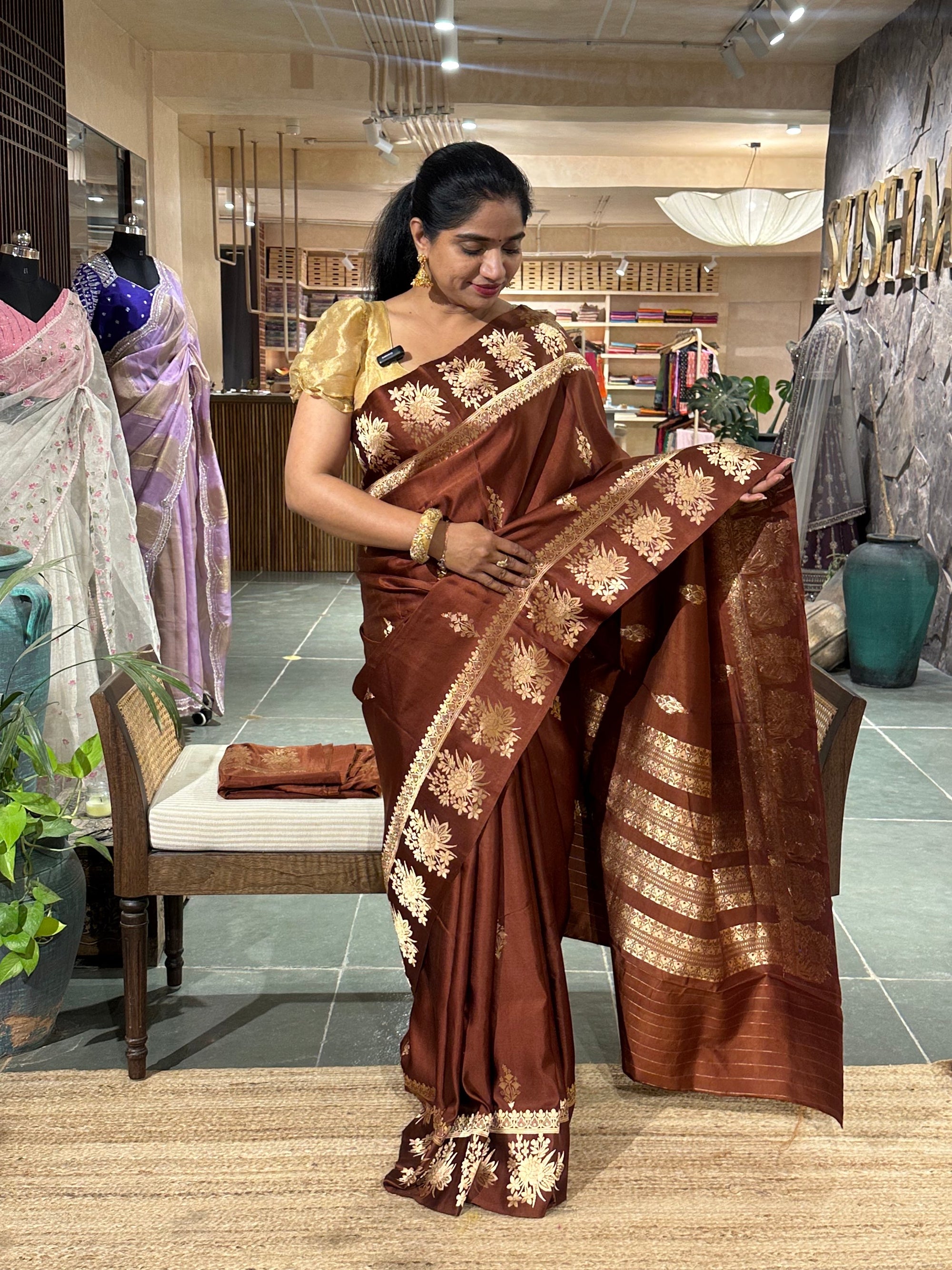 Pure Banarasi Handloom Mashru Silk Saree
