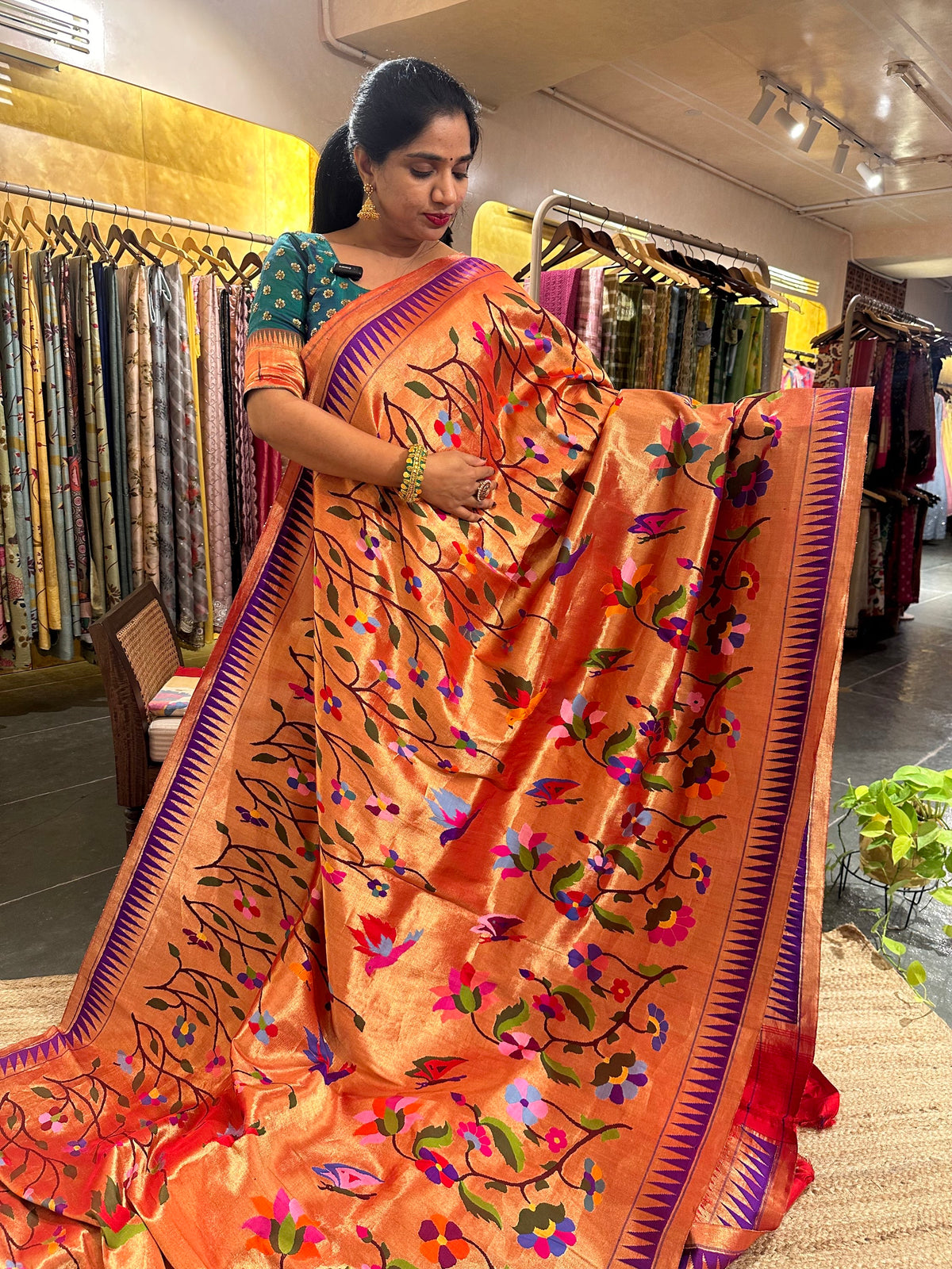 Red Tissue Allover Pure Handloom Paithani Saree