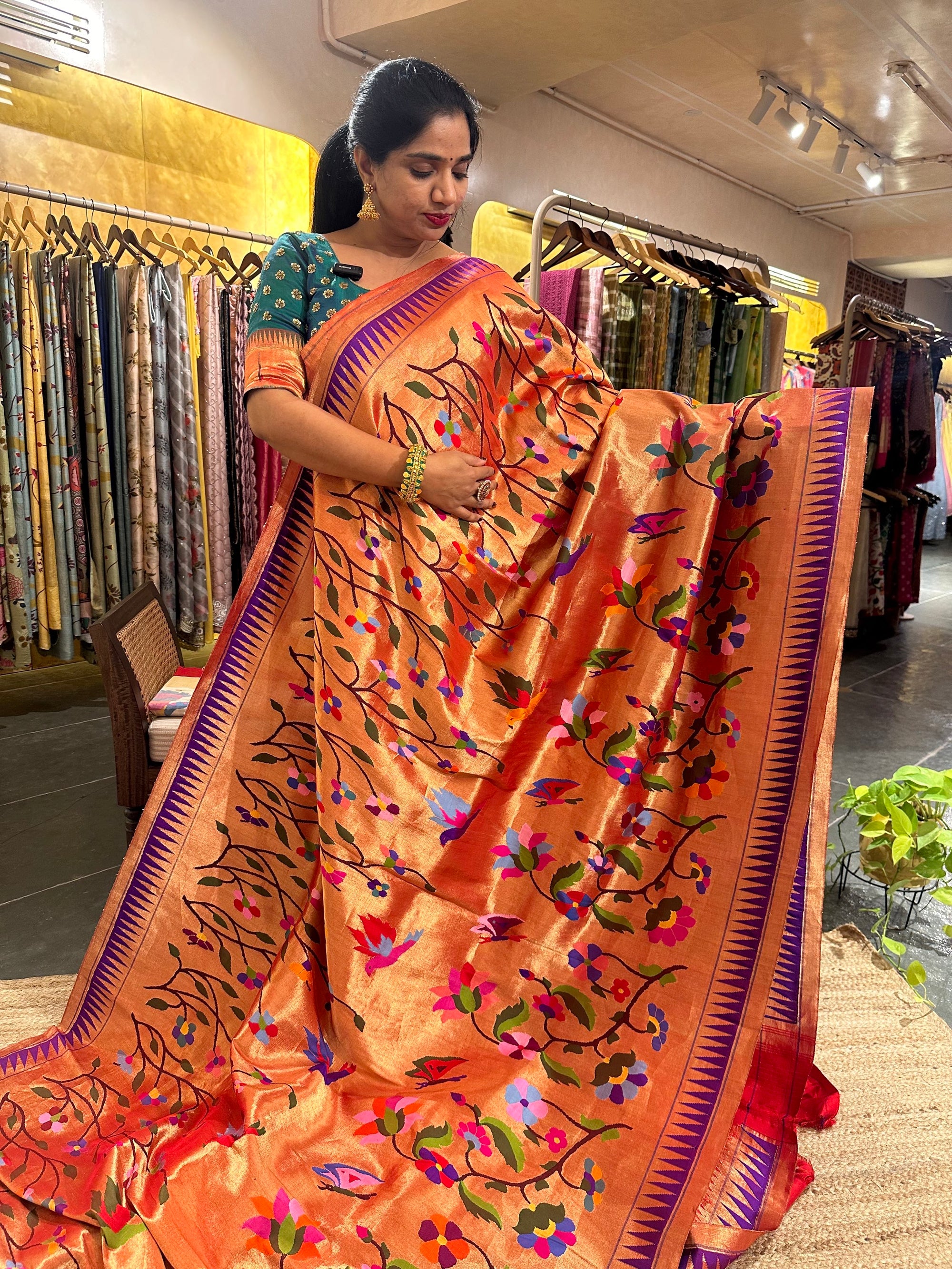Red Tissue Allover Pure Handloom Paithani Saree