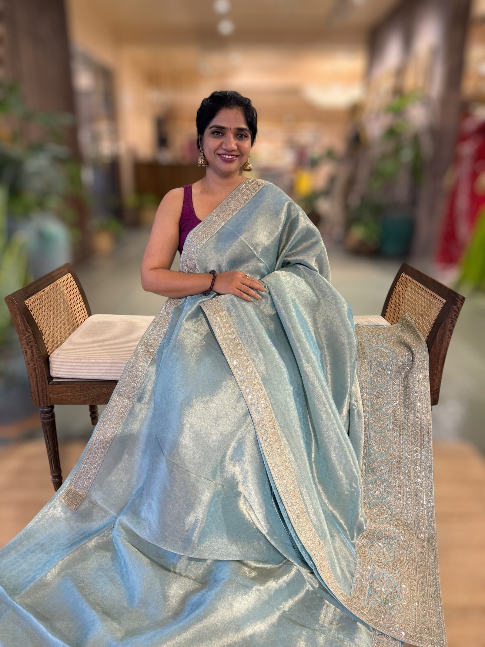 Banarasi Brocade Kora Tissue Saree With Sabyasachi Borders and Blouse
