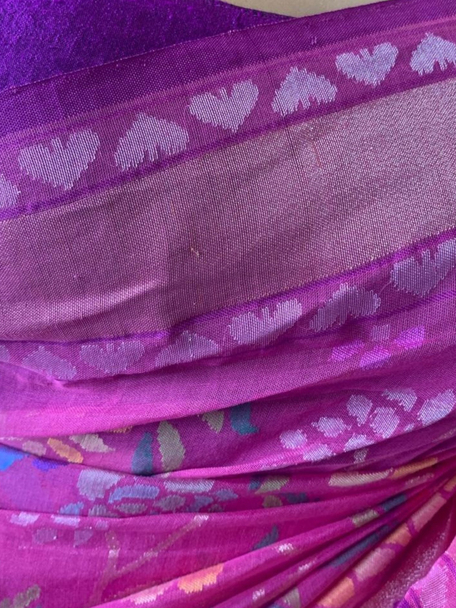 Pink Real Zari Jamdani Saree