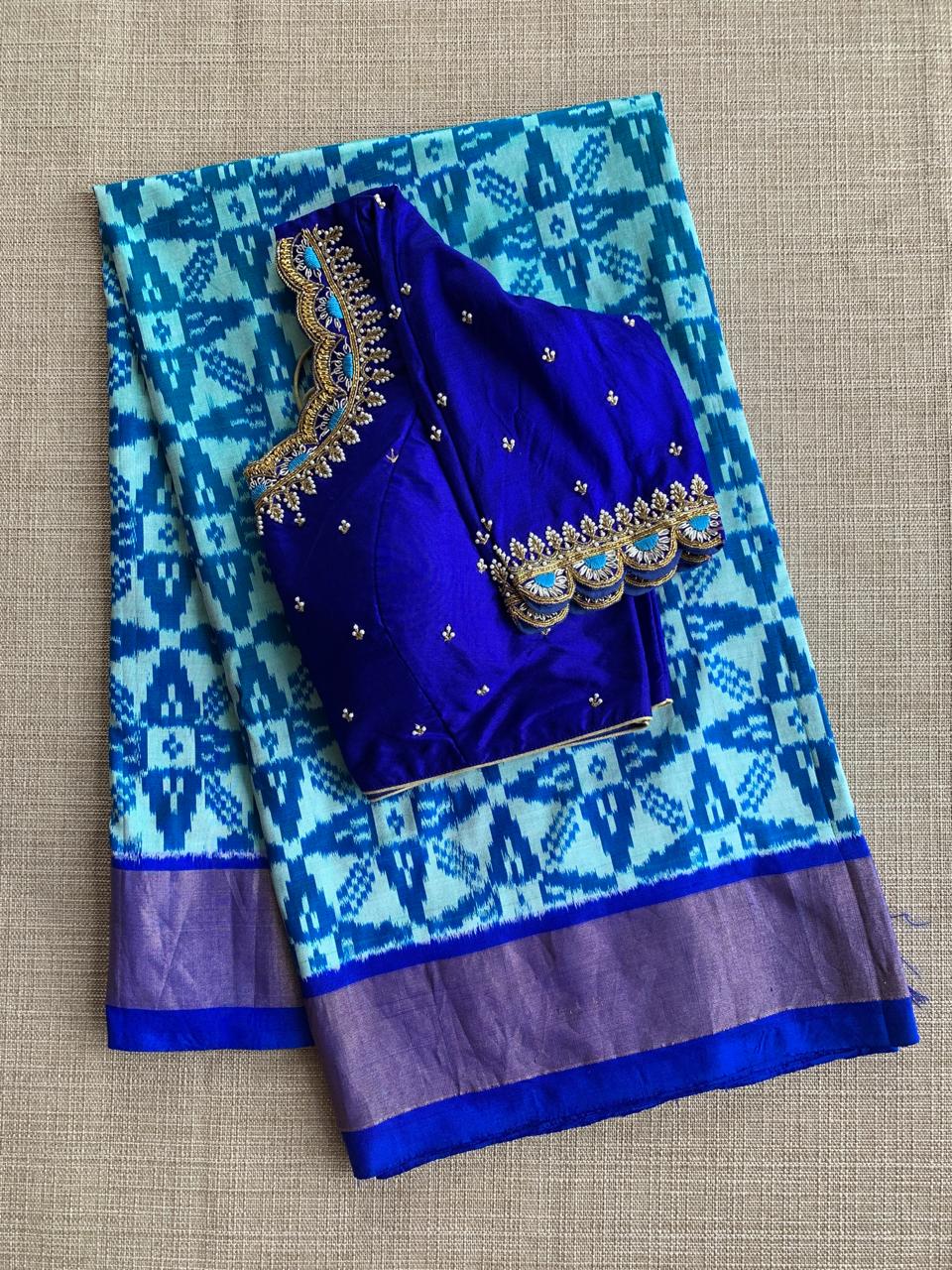 Pure Handloom Twill Ikkath Patola Saree With Handwork Blouse