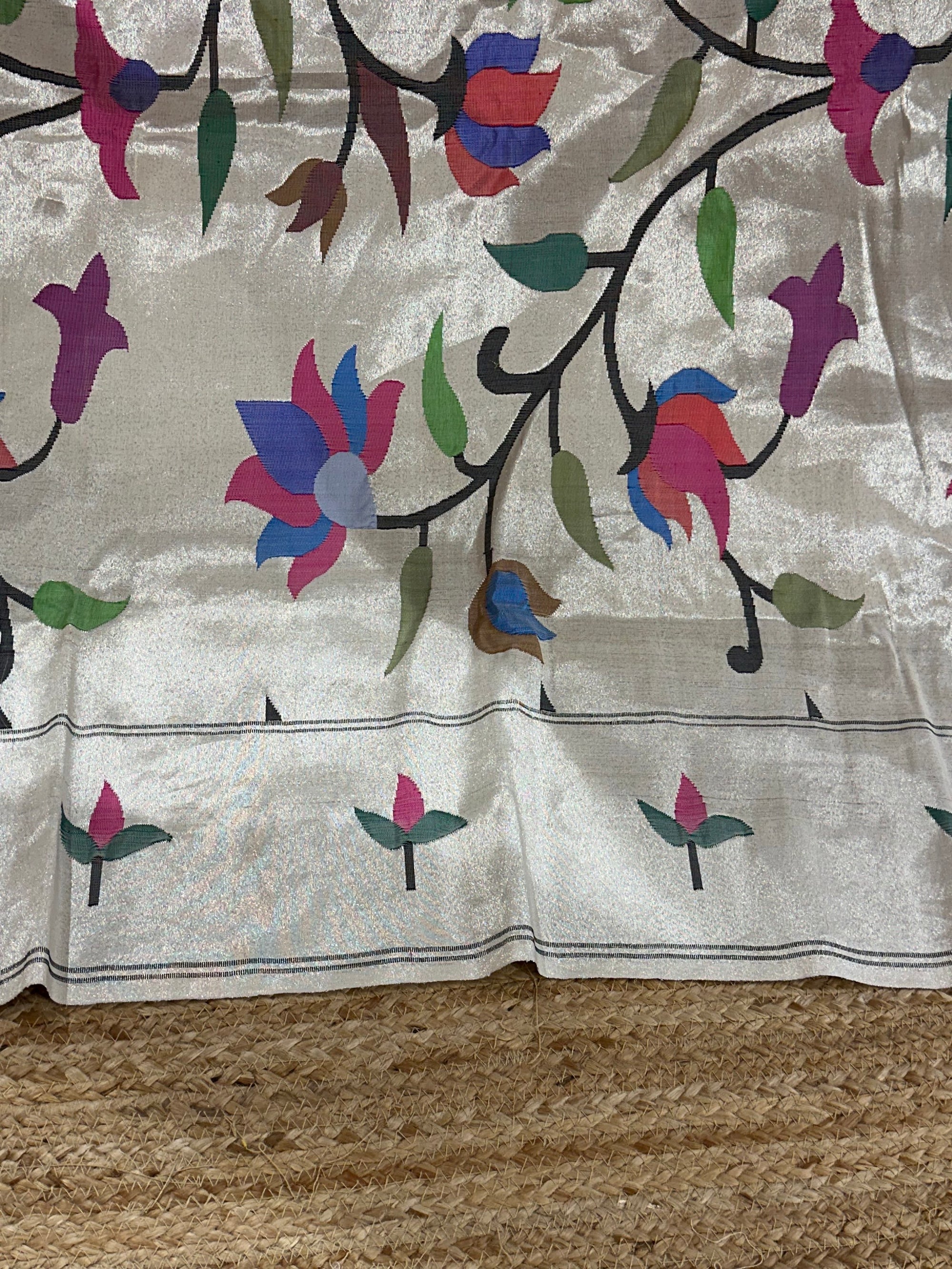Silver Tissue Allover Paithani Saree
