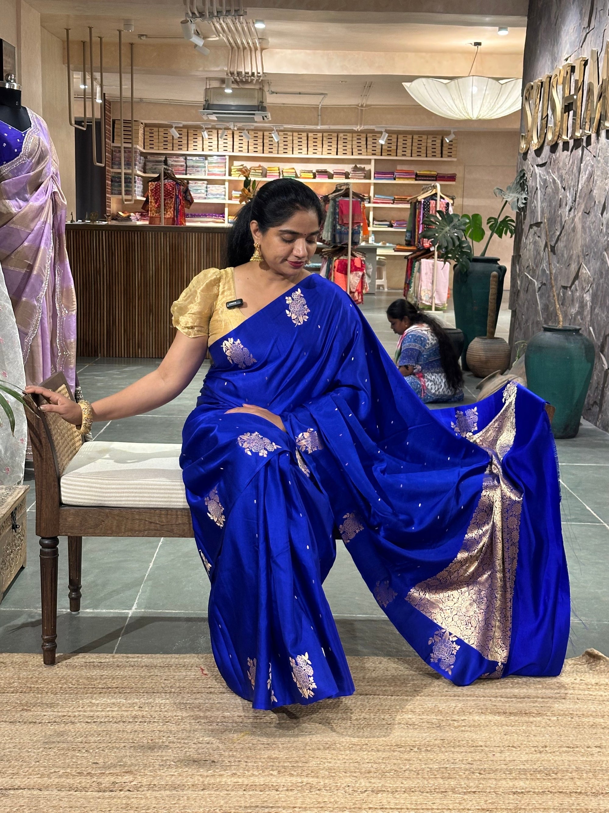 Royal/Electric Blue Pure Banarasi Handloom Mashru Silk Saree  with kaduwa weavin