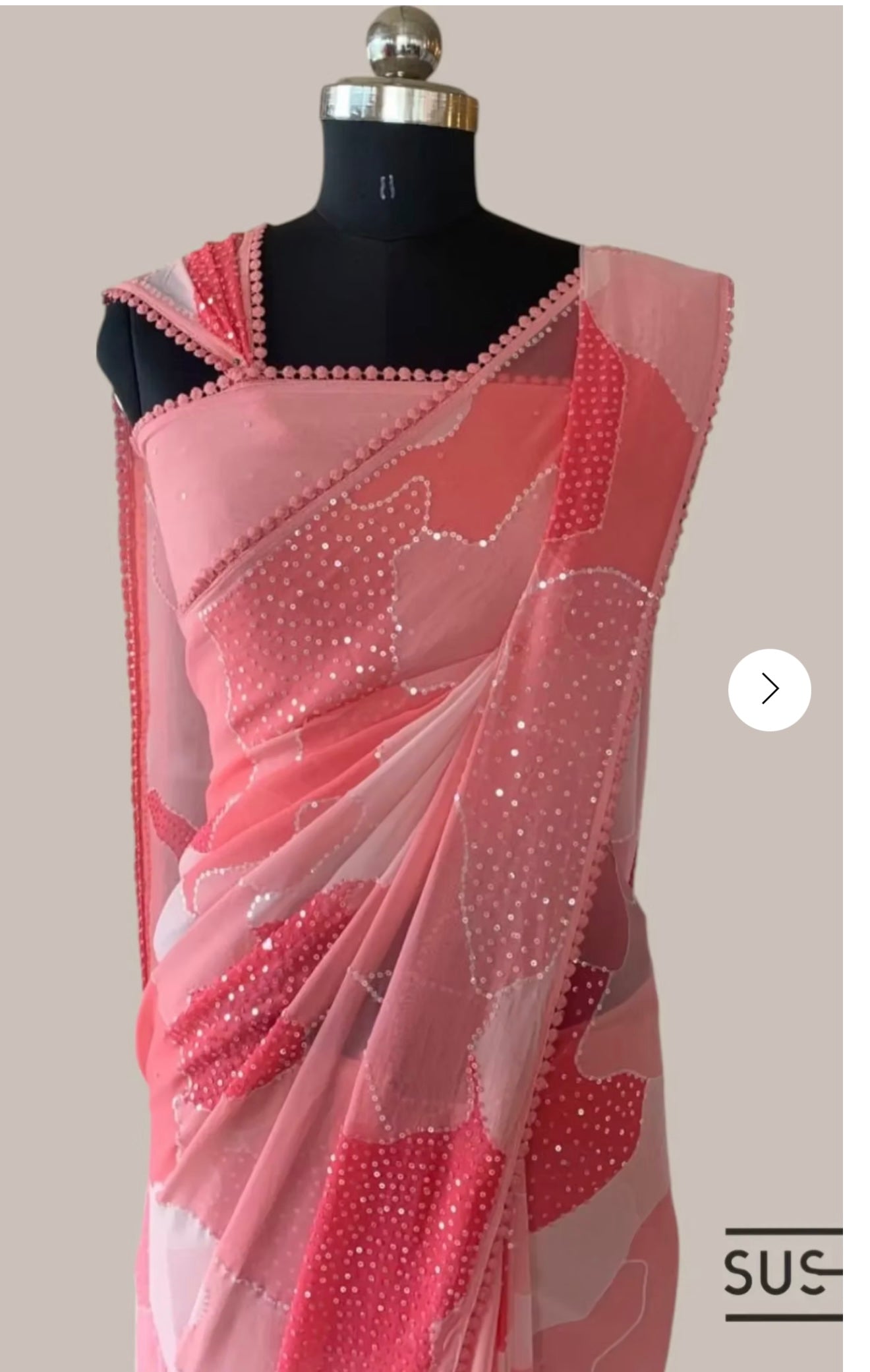 Pure Gorgette Sequnce Saree With Abstract Style Print